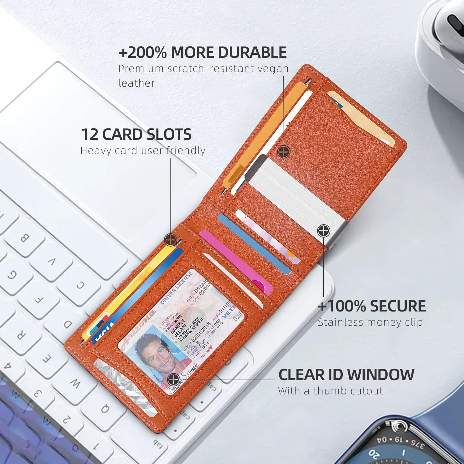 Billetera Zitahli para Hombres con Clip y Bloqueo RFID - Negra