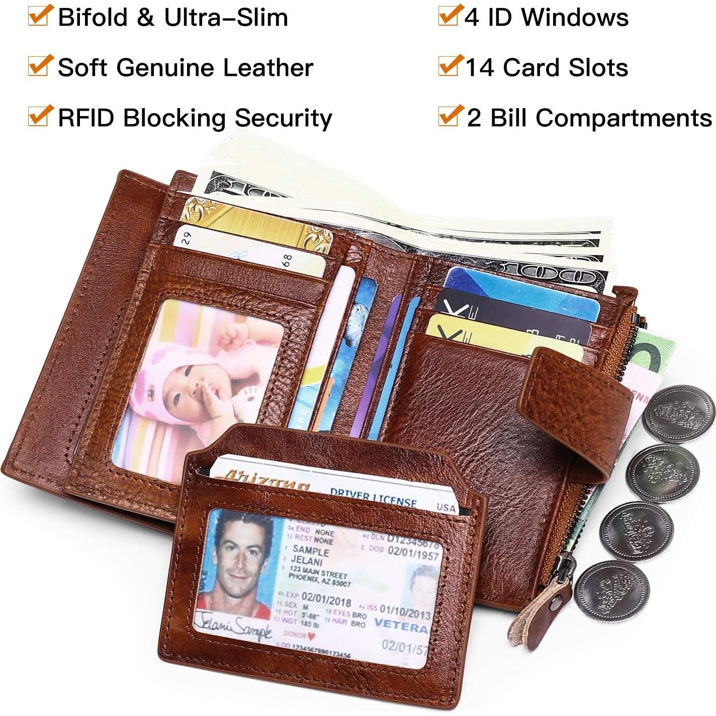 Cartera de cuero FALAN MULE para hombres con bloqueo RFID