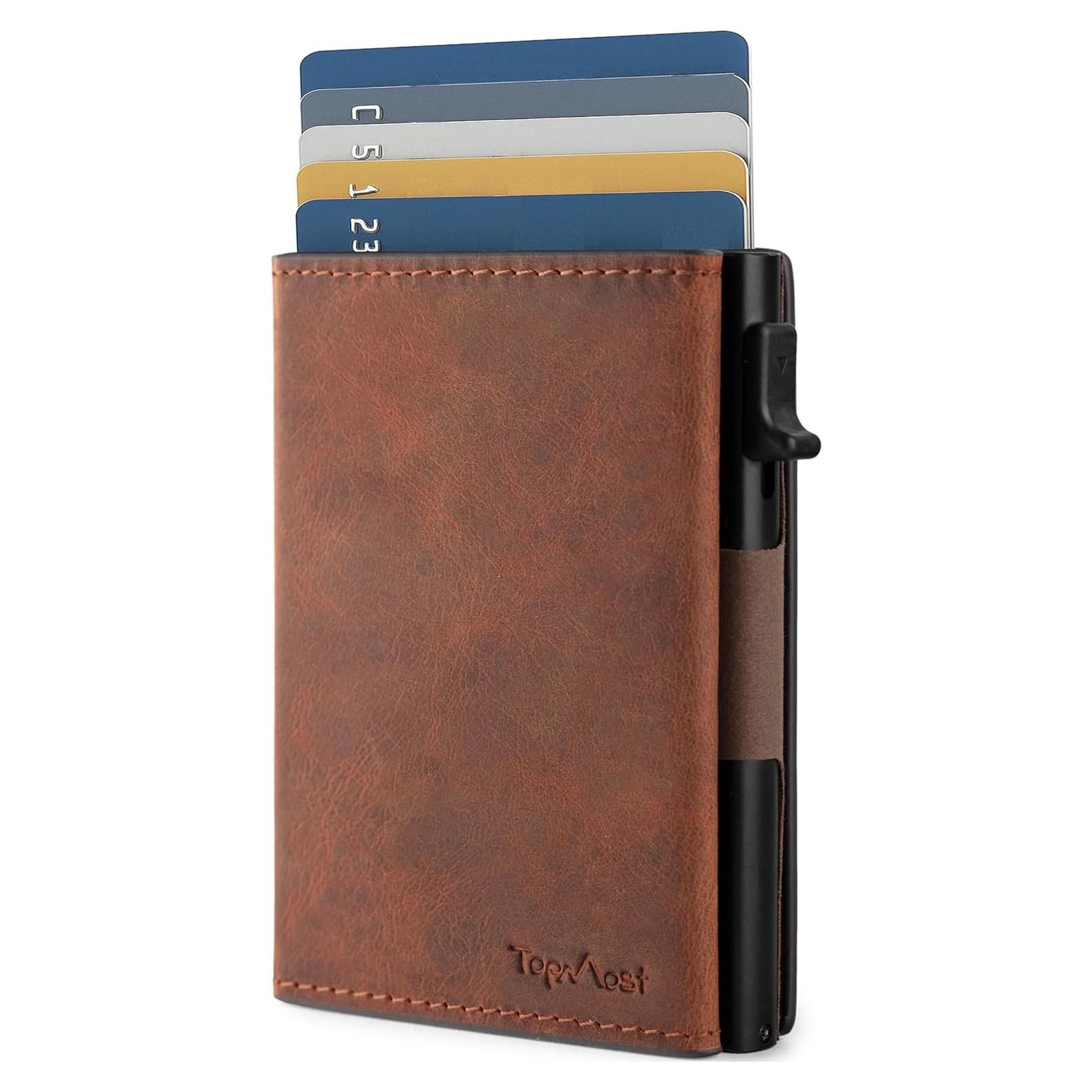 Billetera Pop Up de Cuero Genuino TopMost para Hombres RFID