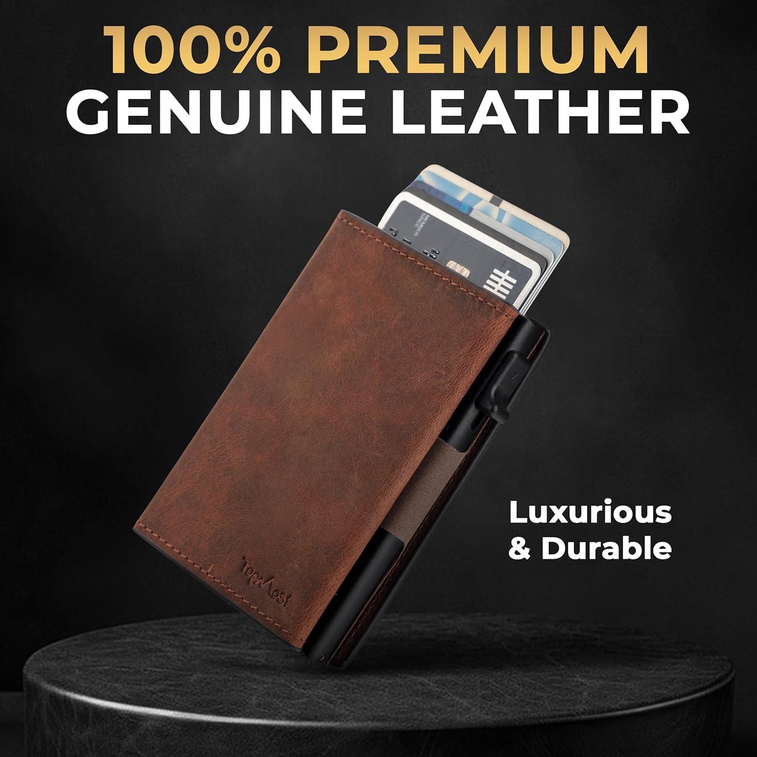 Billetera Pop Up de Cuero Genuino TopMost para Hombres RFID