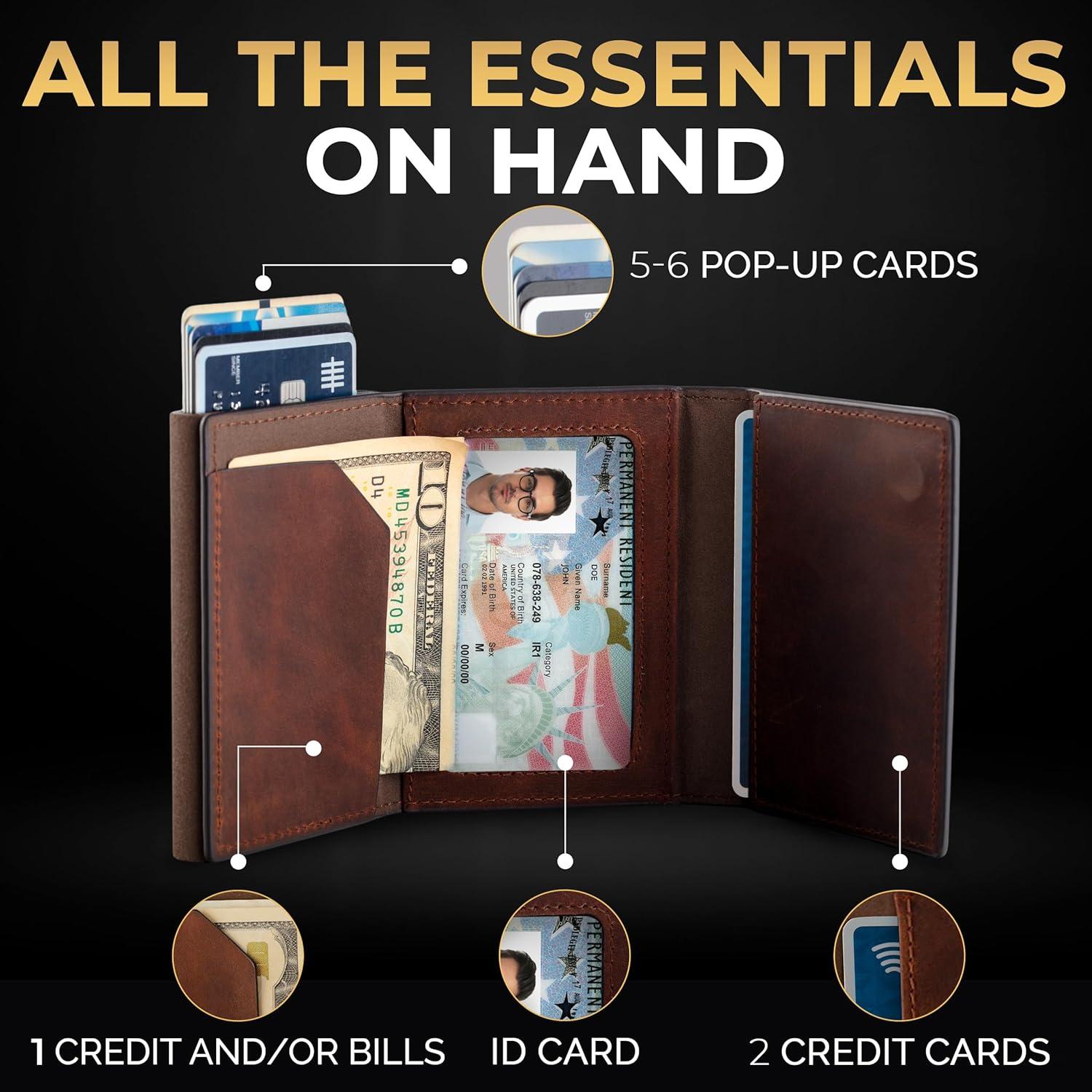 Billetera Pop Up de Cuero Genuino TopMost para Hombres RFID