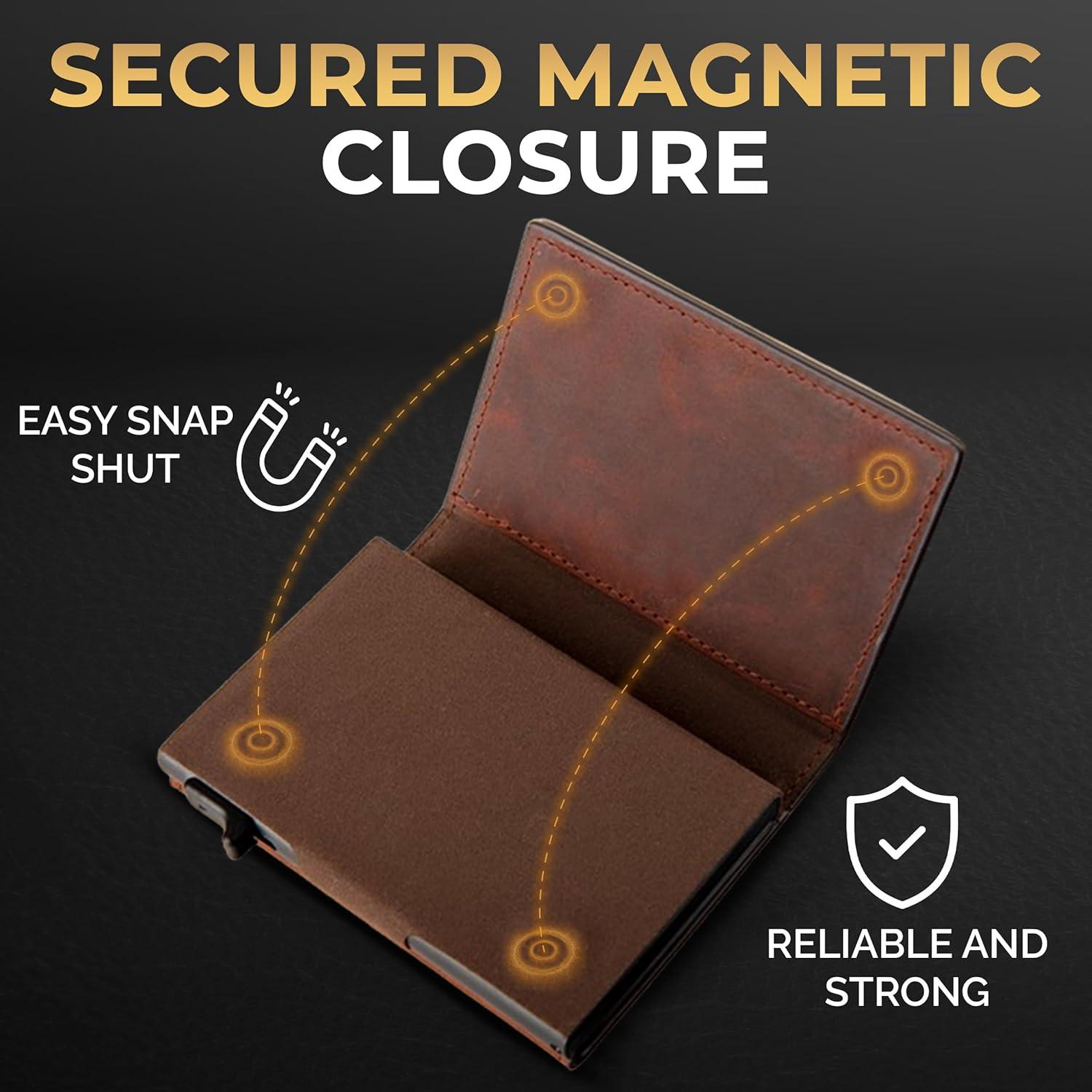 Billetera Pop Up de Cuero Genuino TopMost para Hombres RFID