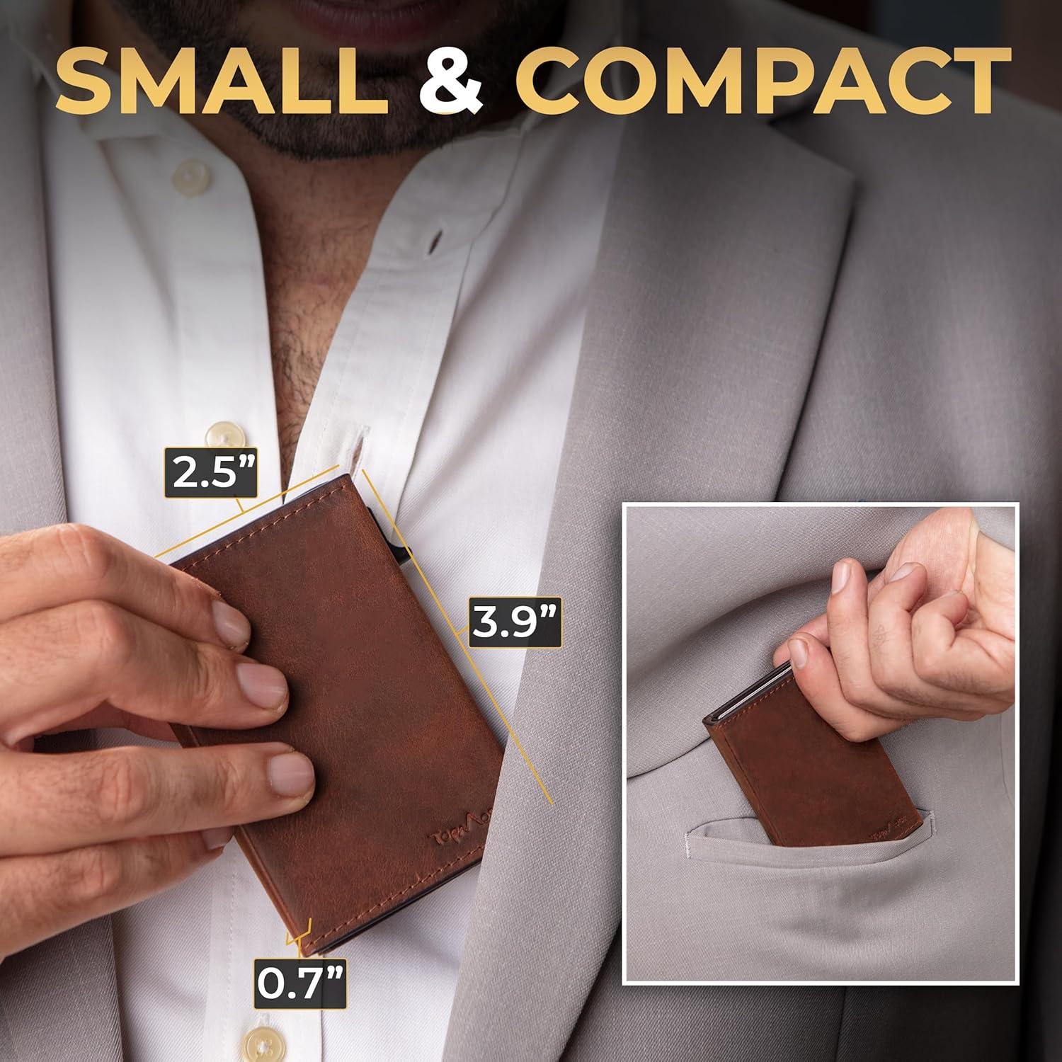 Billetera Pop Up de Cuero Genuino TopMost para Hombres RFID