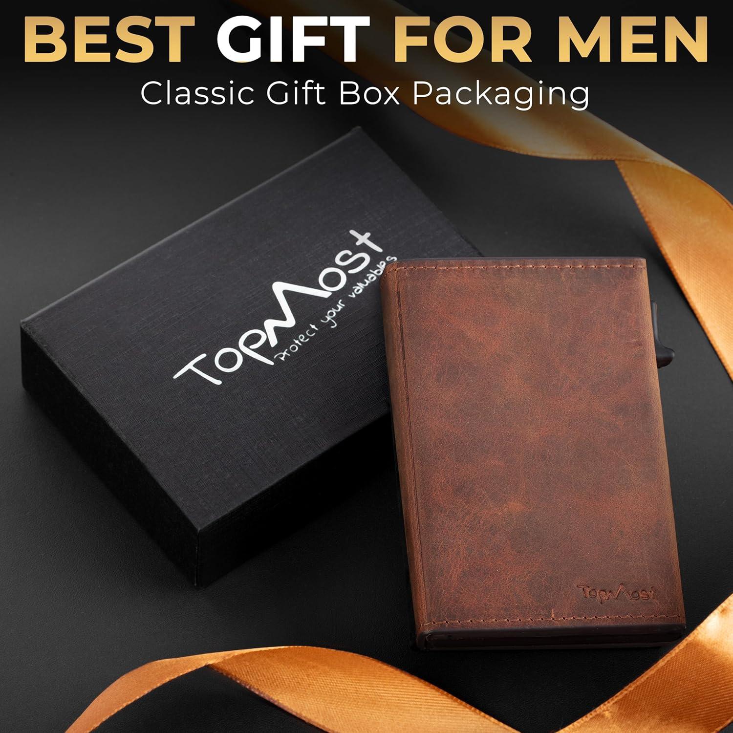 Billetera Pop Up de Cuero Genuino TopMost para Hombres RFID