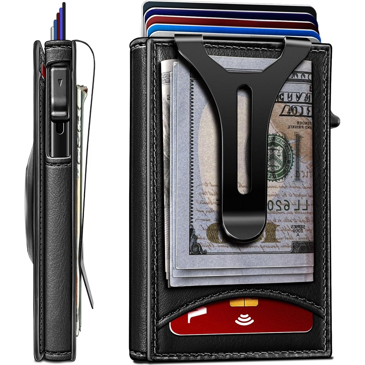 Billetera delgada Bulliant con clip y soporte para 9 tarjetas