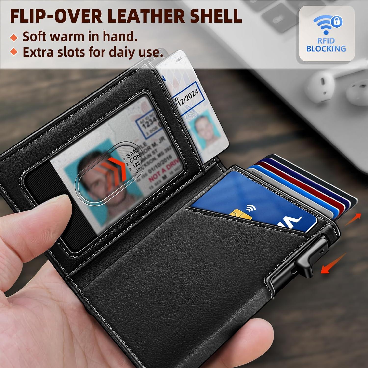 Billetera delgada Bulliant con clip y soporte para 9 tarjetas