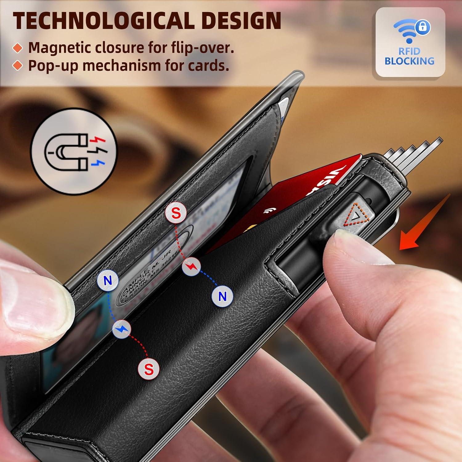 Billetera delgada Bulliant con clip y soporte para 9 tarjetas