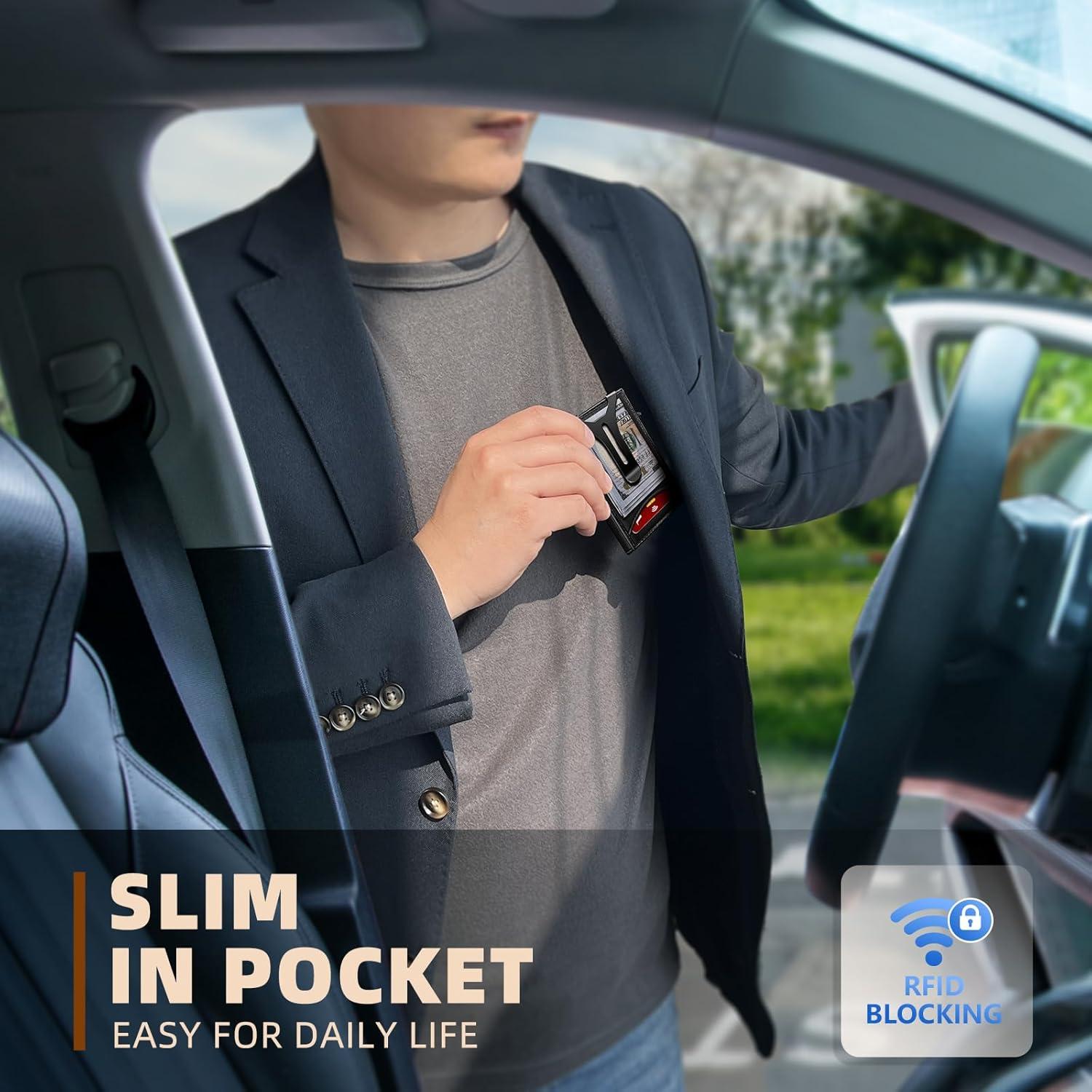 Billetera delgada Bulliant con clip y soporte para 9 tarjetas