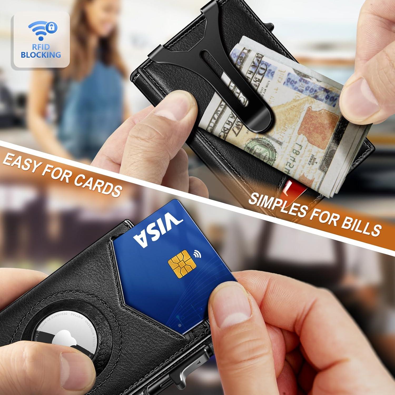 Billetera delgada Bulliant con clip y soporte para 9 tarjetas