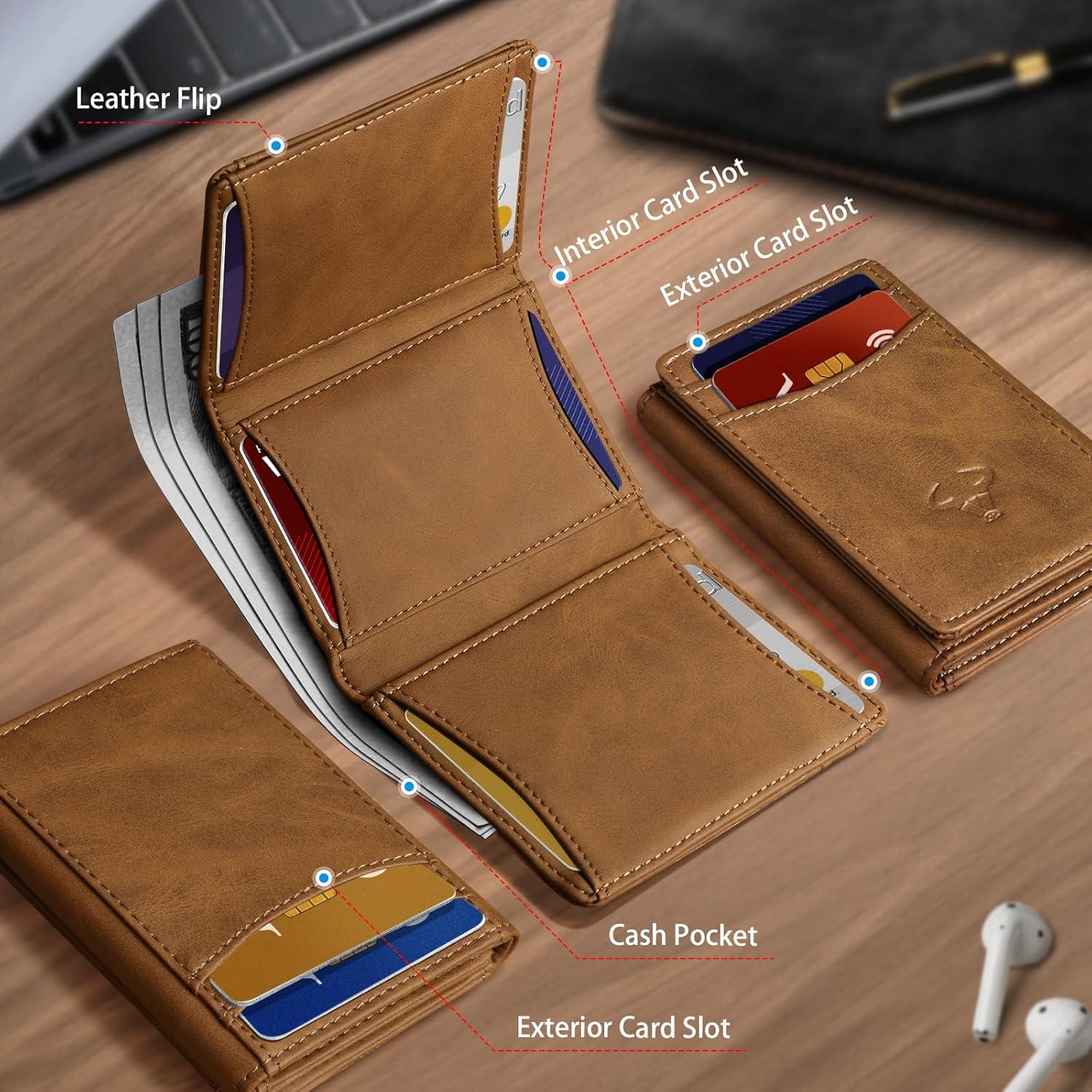 Billetera delgada Bulliant para hombres con bloqueo RFID 12 tarjetas