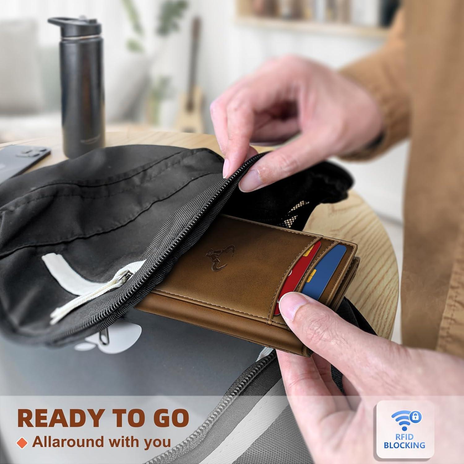 Billetera delgada Bulliant para hombres con bloqueo RFID 12 tarjetas