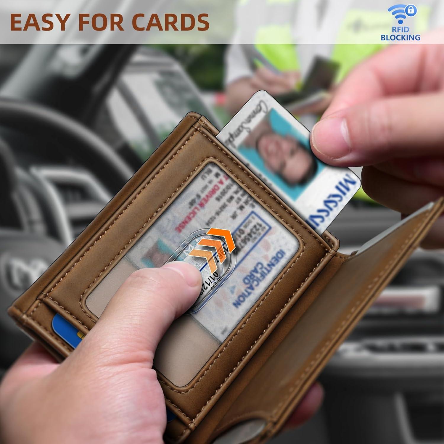 Billetera delgada Bulliant para hombres con bloqueo RFID 12 tarjetas