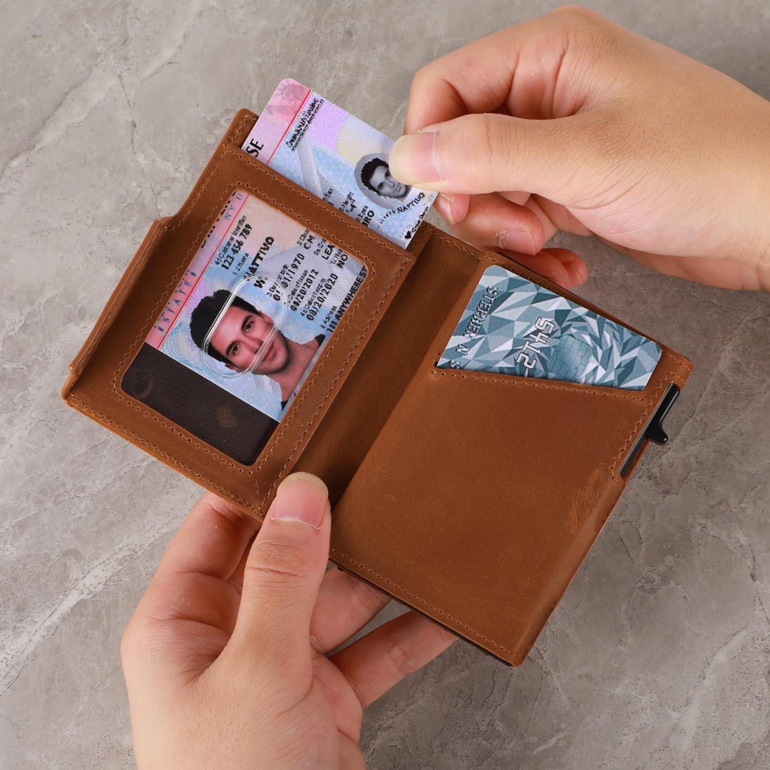 Billetera RFID Minimalista SparkMark para Hombres - Marrón Claro