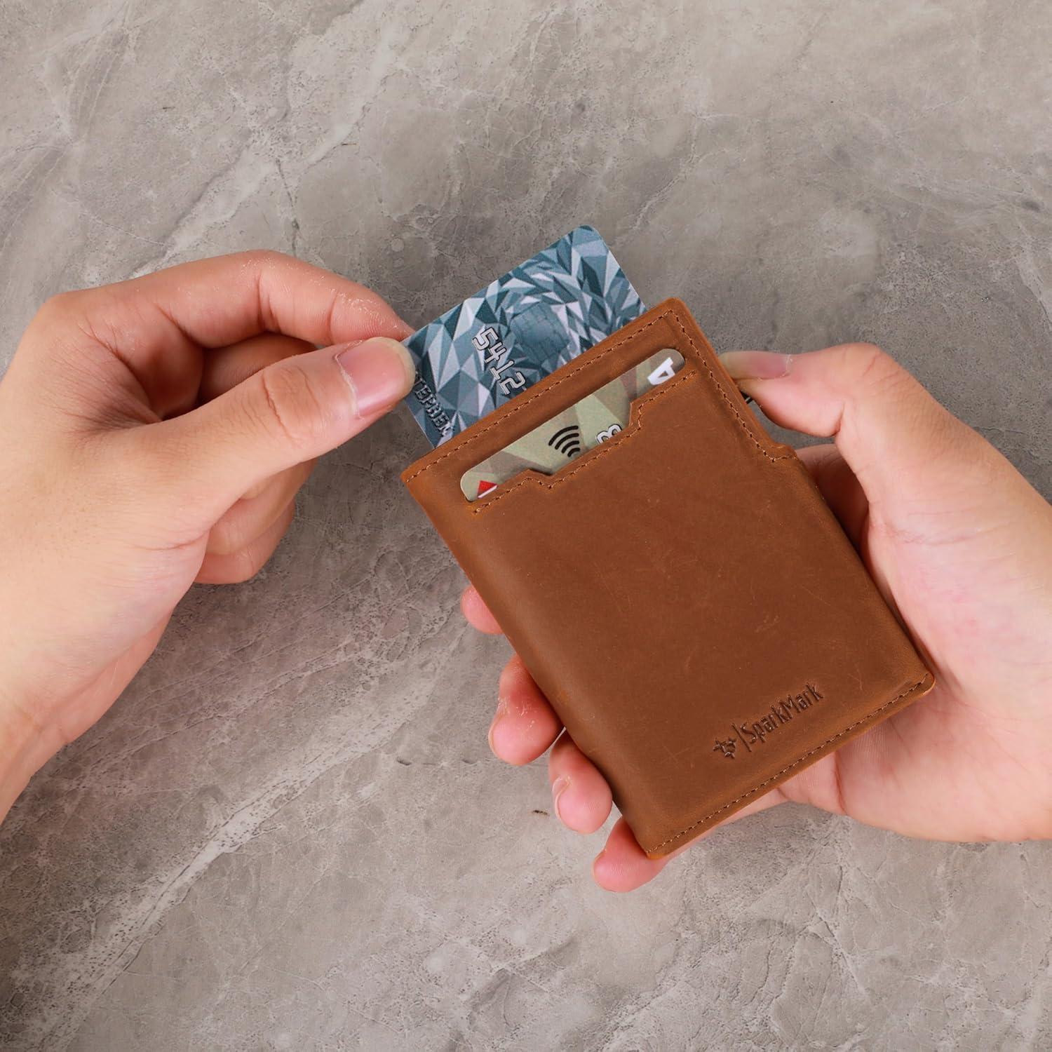 Billetera RFID Minimalista SparkMark para Hombres - Marrón Claro