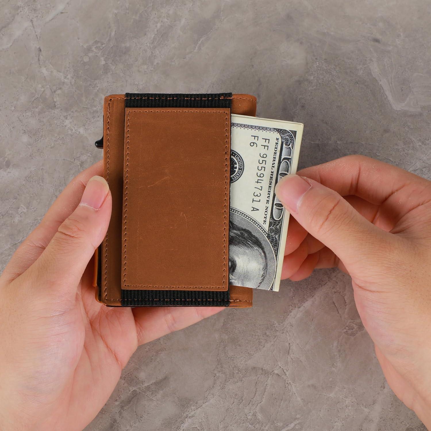 Billetera RFID Minimalista SparkMark para Hombres - Marrón Claro