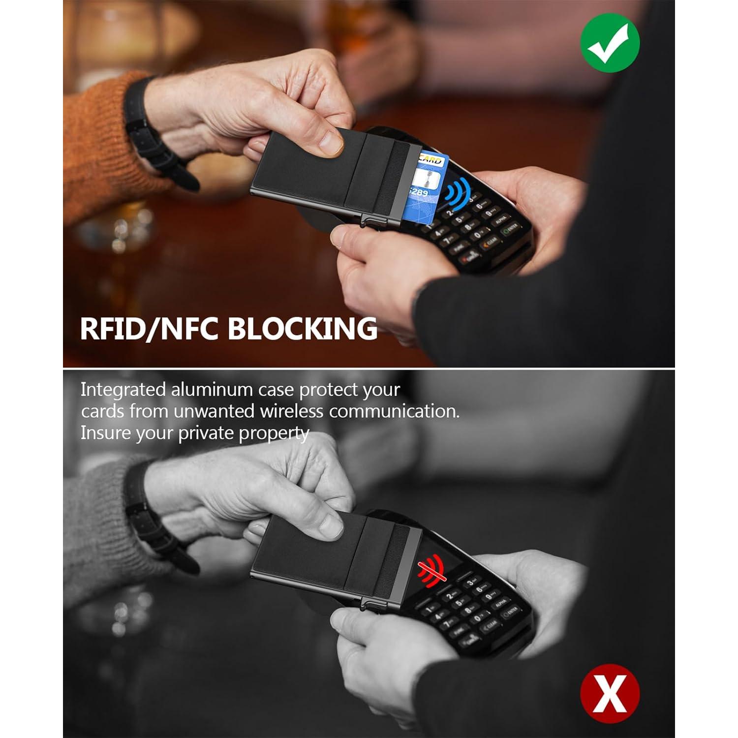 Cartera Slim ONLOOKER para Hombres con Bloqueo RFID - Negro Mate