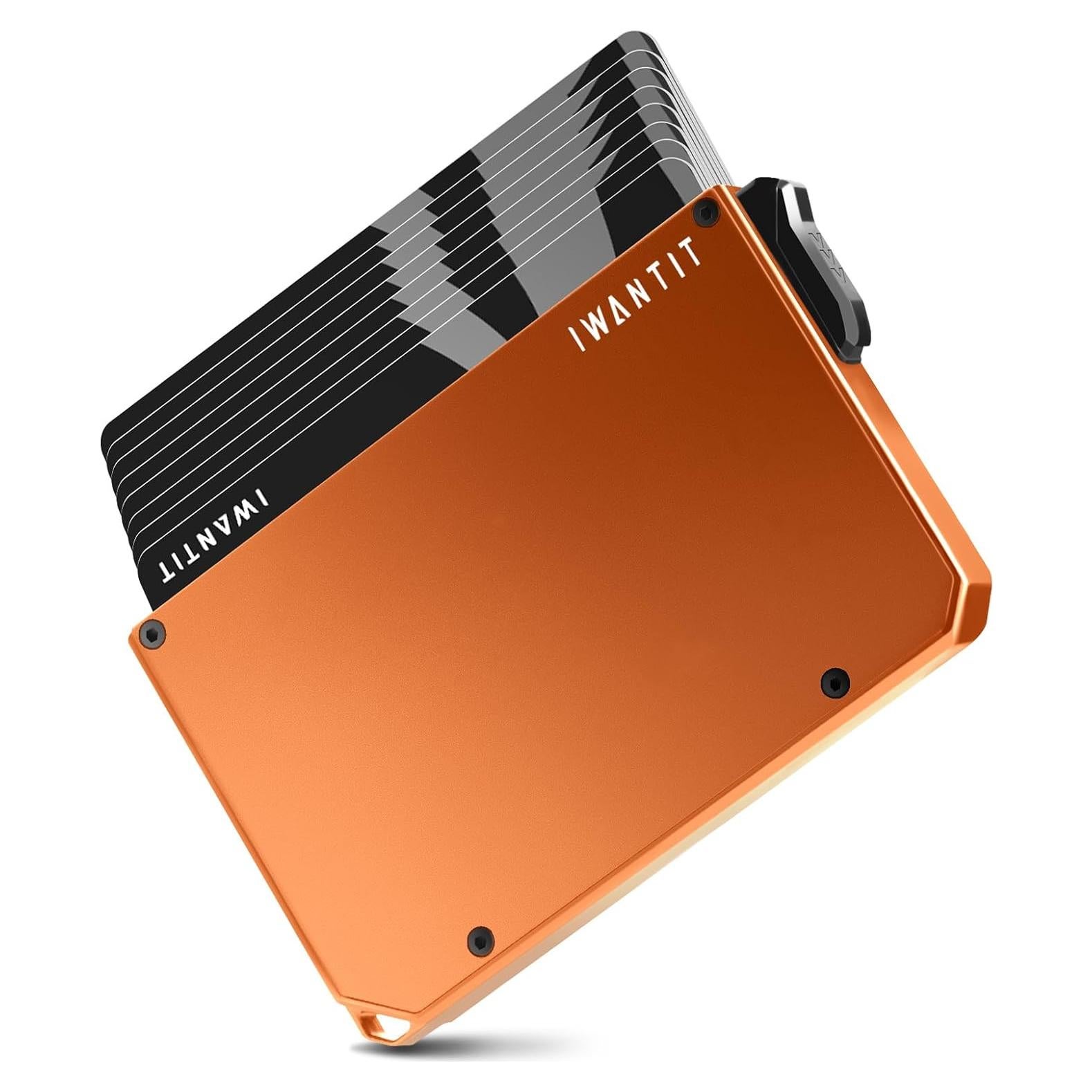 Cartera Minimalista IWANTIT para Hombres con Bloqueo RFID - Naranja