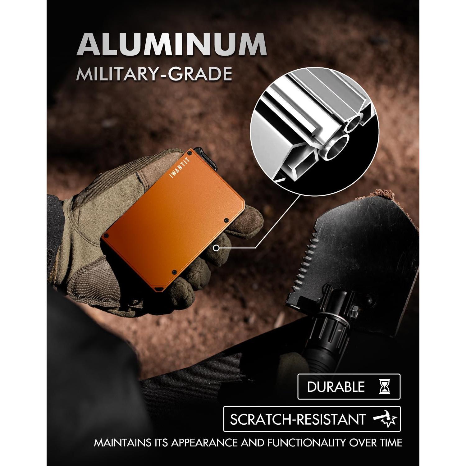 Cartera Minimalista IWANTIT para Hombres con Bloqueo RFID - Naranja