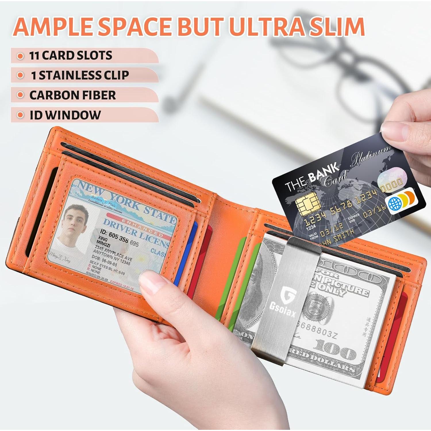 Cartera Slim RFID GSOIAX para Hombre en Fibra de Carbono