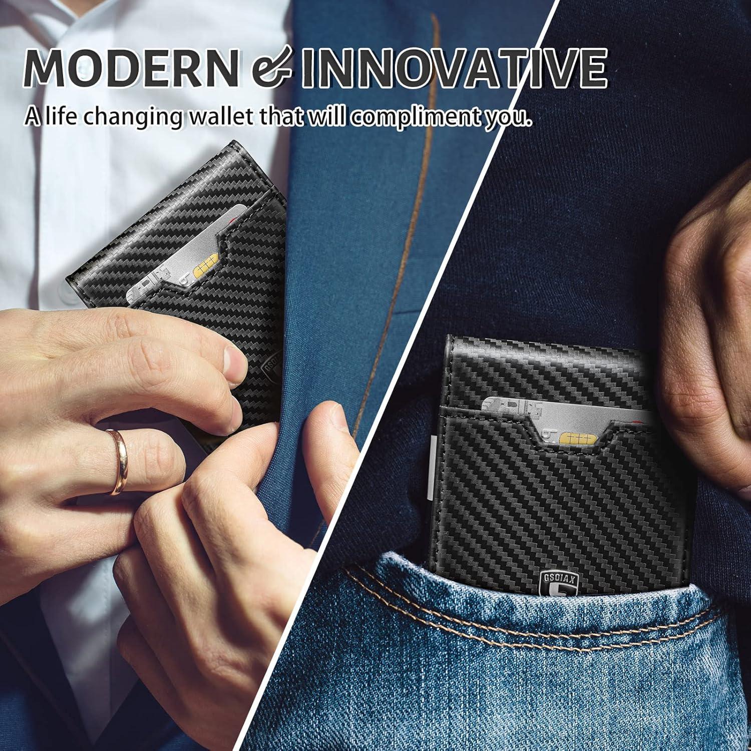 Cartera Slim RFID GSOIAX para Hombre en Fibra de Carbono