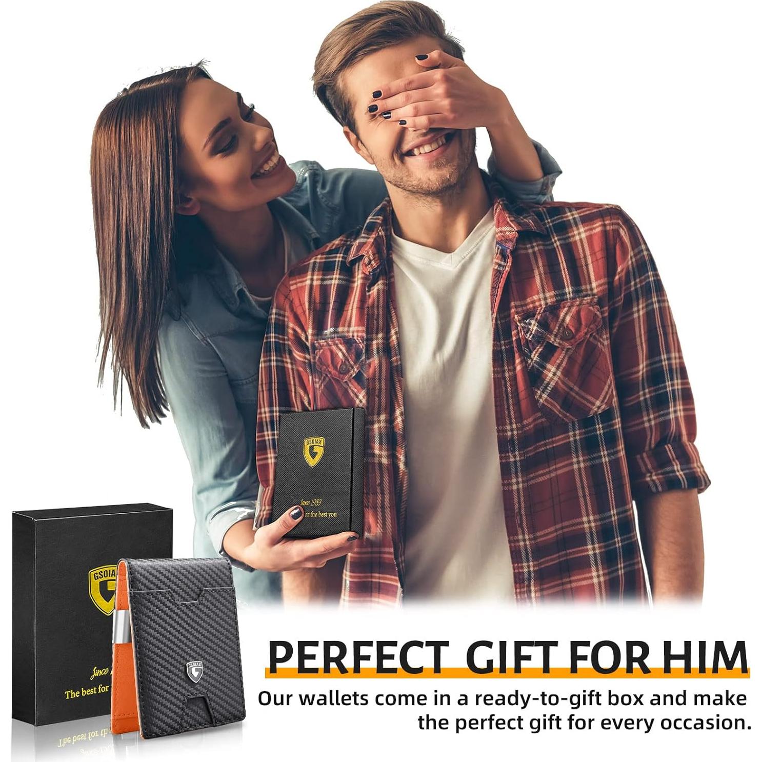 Cartera Slim RFID GSOIAX para Hombre en Fibra de Carbono