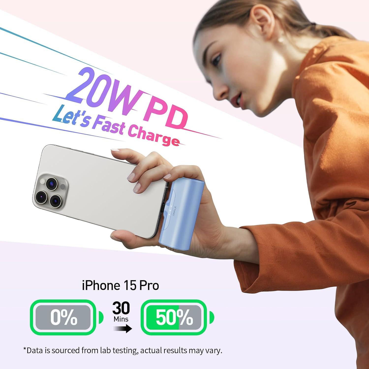 Cargador Portátil iWALK 4500mAh USB-C Carga Rápida 20W