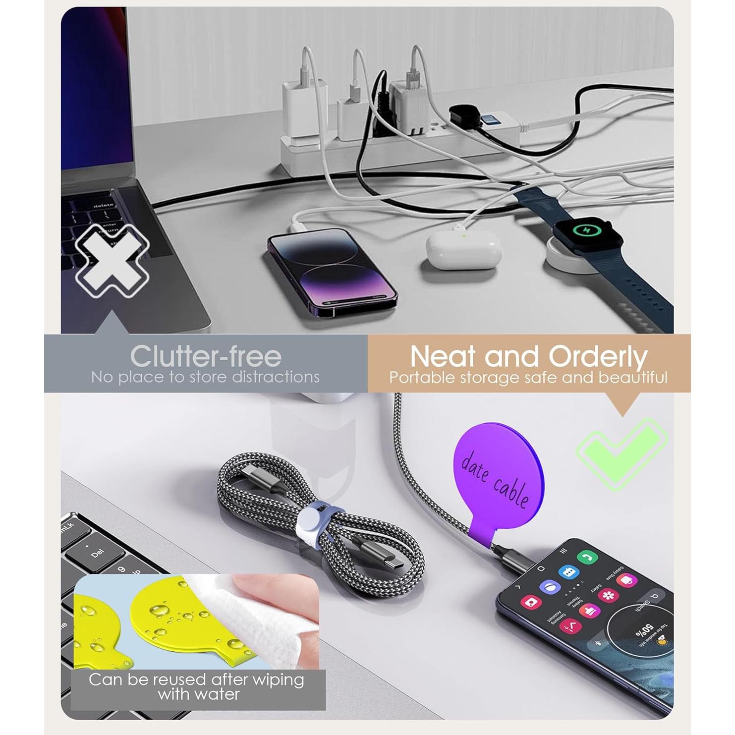 Conjunto de Organización de Cables Nearockle 32 Piezas Multicolor