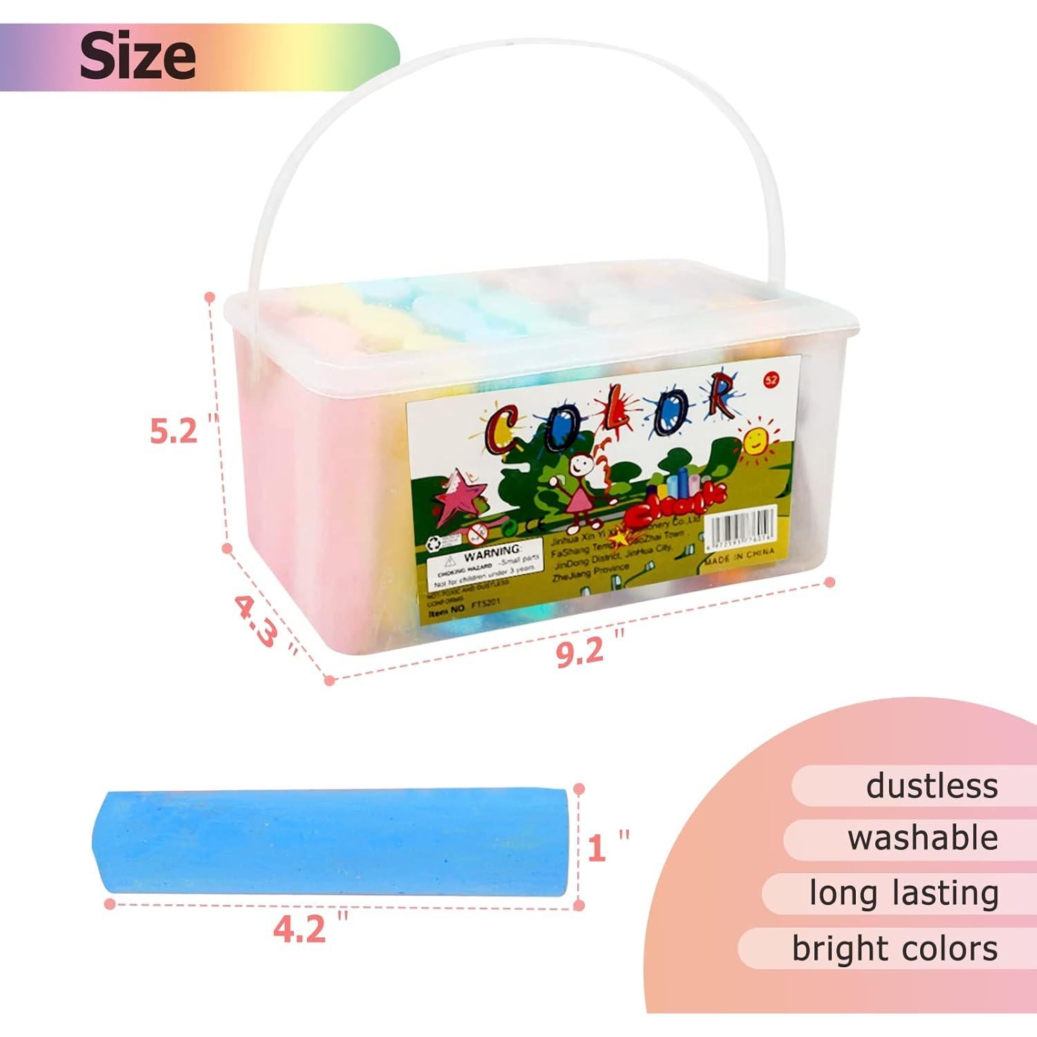 Juego de Tiza de Acera J-hong 52 Piezas Multicolor Lavable