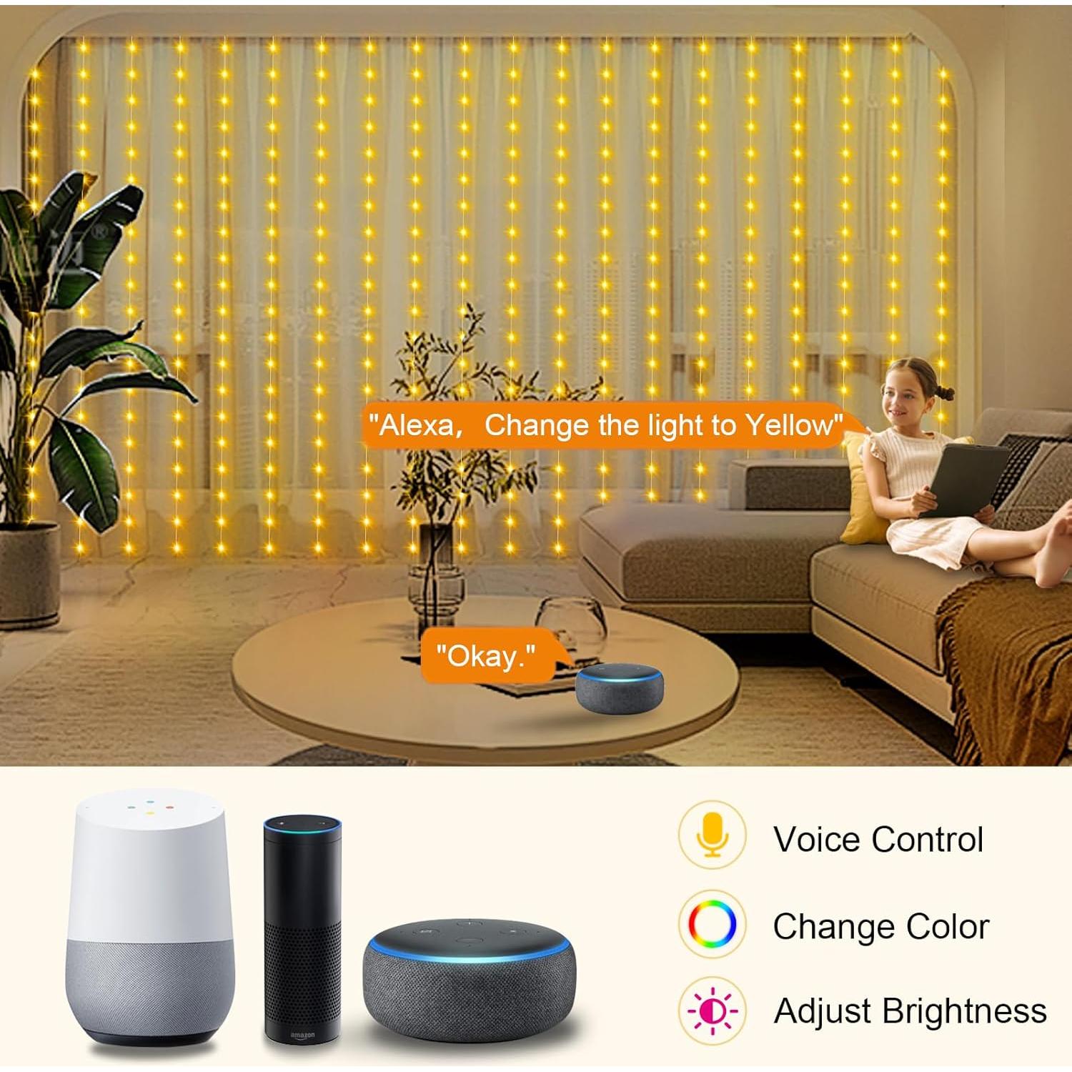 Luces de Cortina LED RGB ZAIYW 600 LEDs 6.1x3.05m WiFi