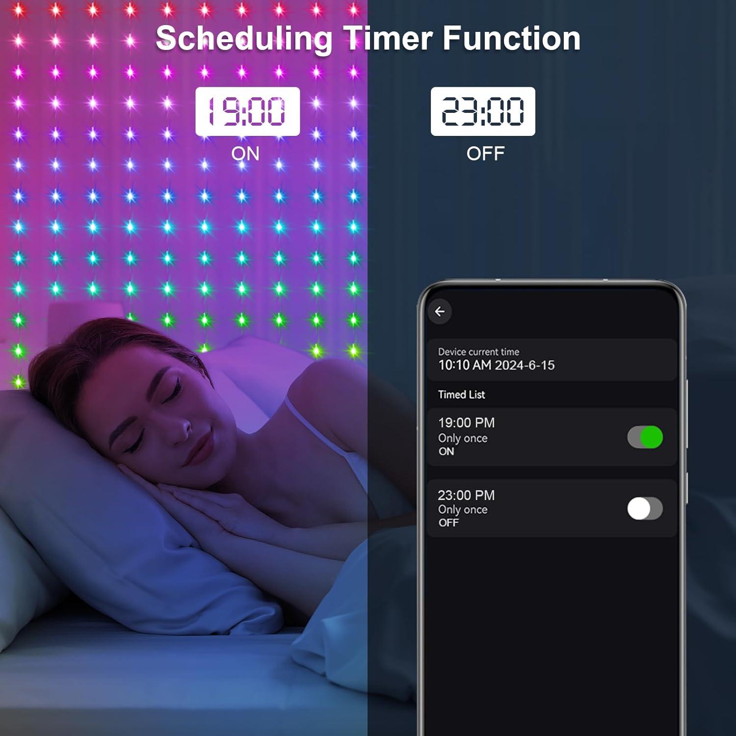 Luces de Cortina LED RGB ZAIYW 600 LEDs 6.1x3.05m WiFi