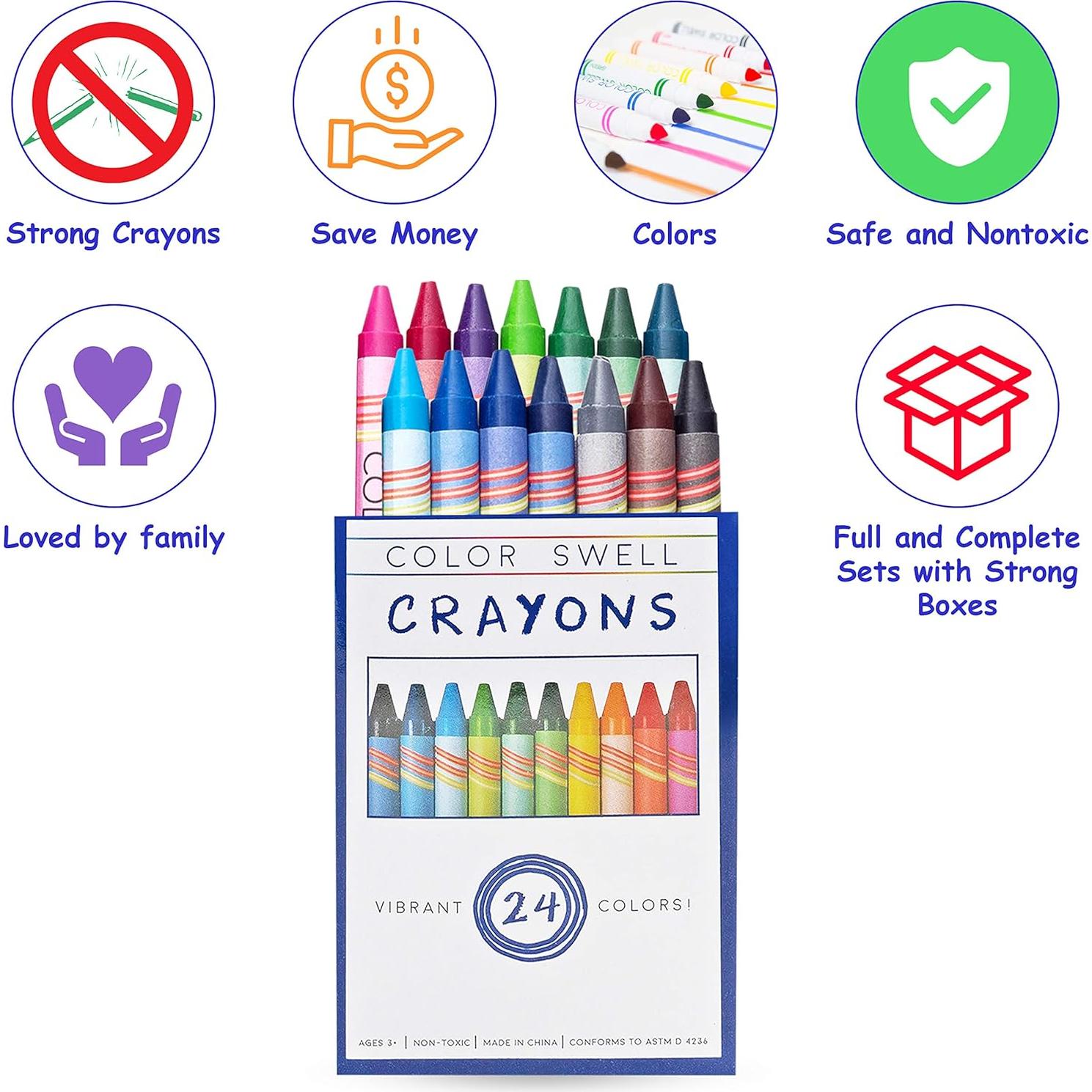 Crayones Color Swell 24 Piezas No Tóxicos para Niños