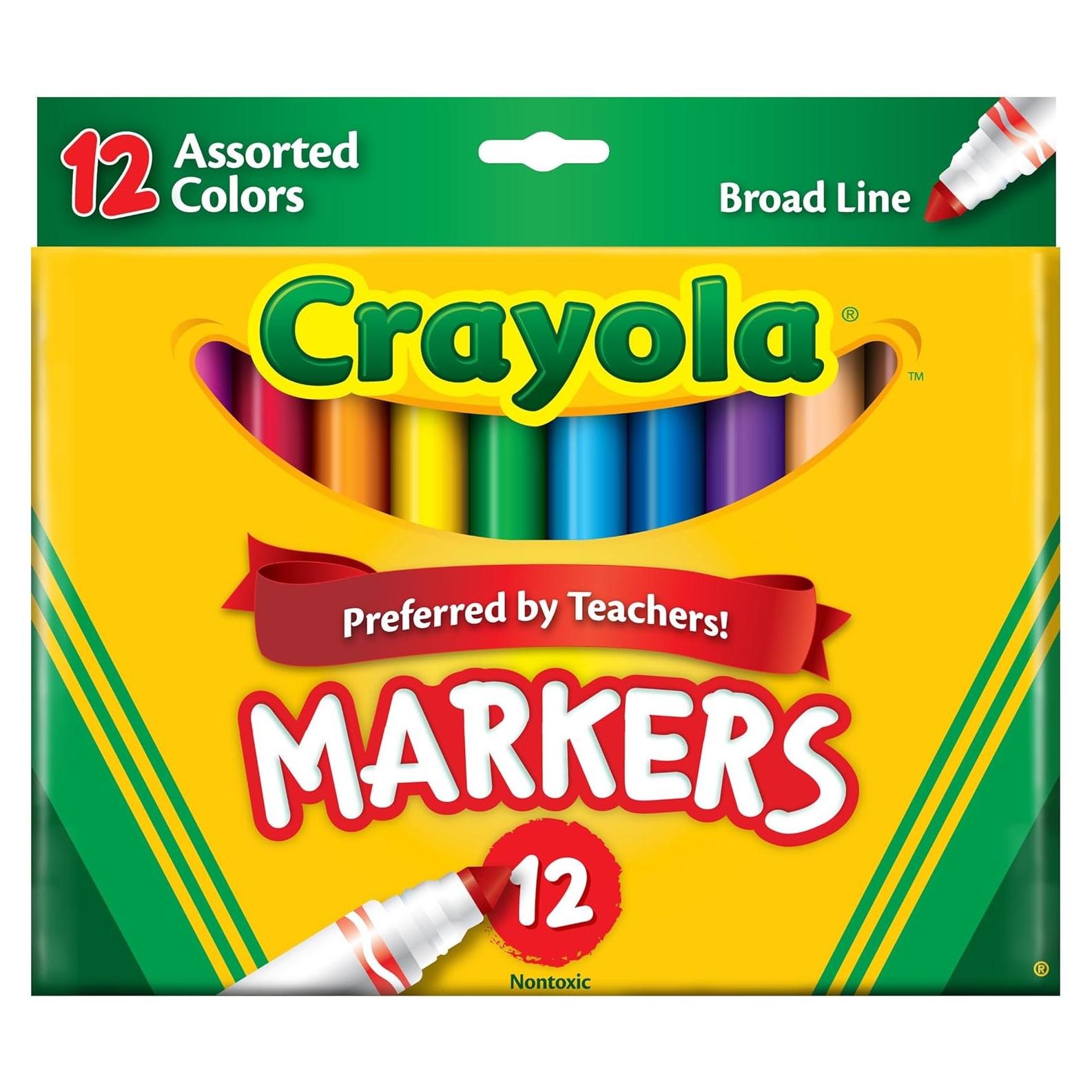 Binney Smith Crayola(R) Non-Washable Markers, Broad Line, Assorted Classic Colors, Box Of 12