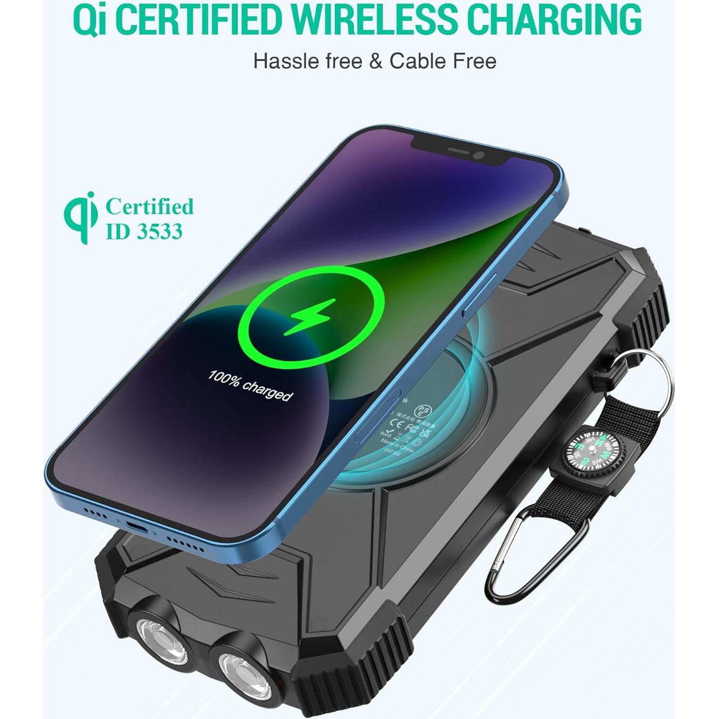 Cargador Solar Power Bank BLAVOR 10,000mAh Inalámbrico 20W