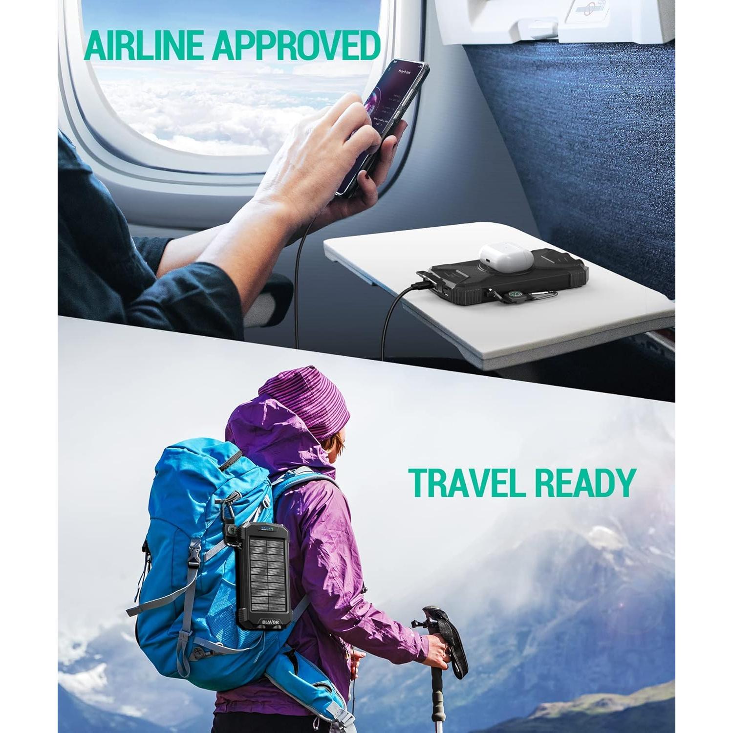 Cargador Solar Power Bank BLAVOR 10,000mAh Inalámbrico 20W