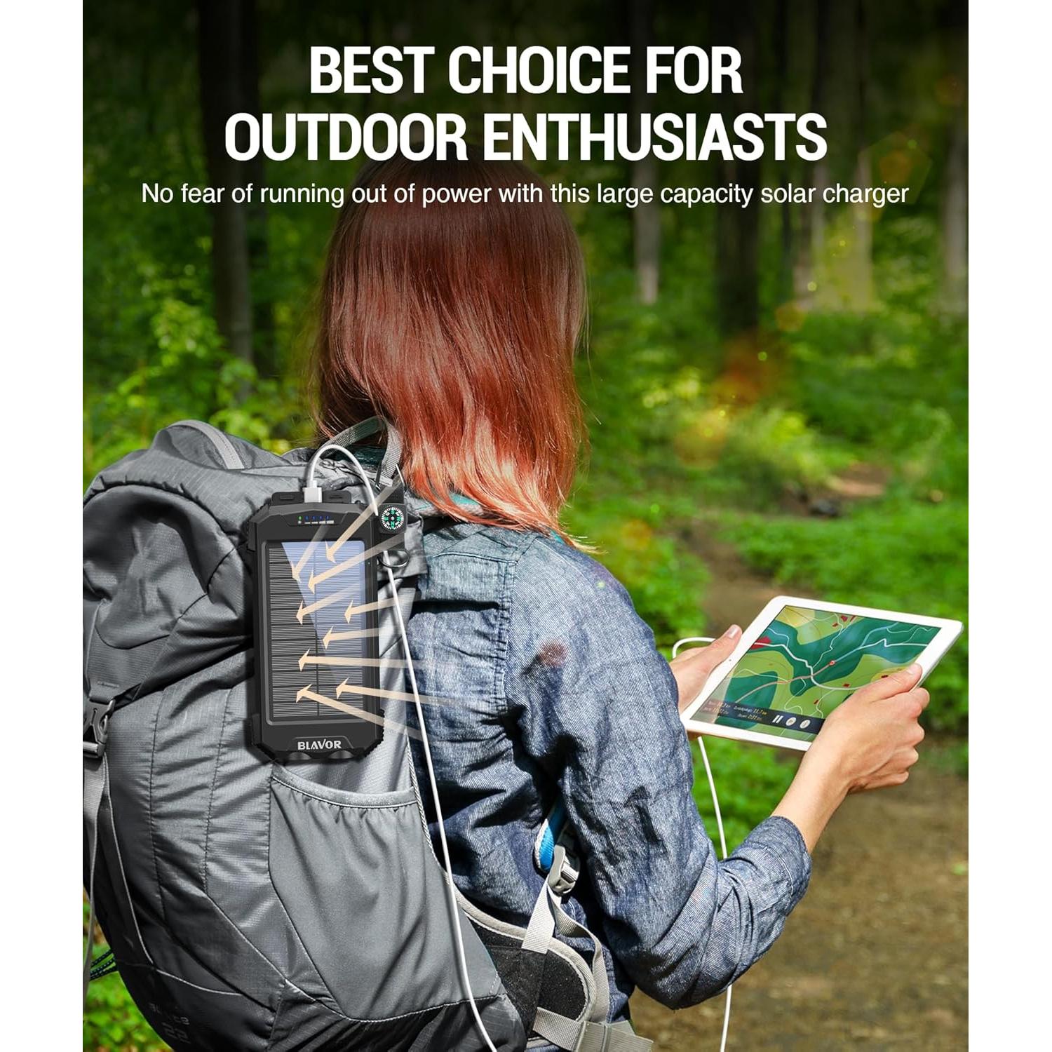 Cargador Solar Power Bank BLAVOR 10,000mAh Inalámbrico 20W
