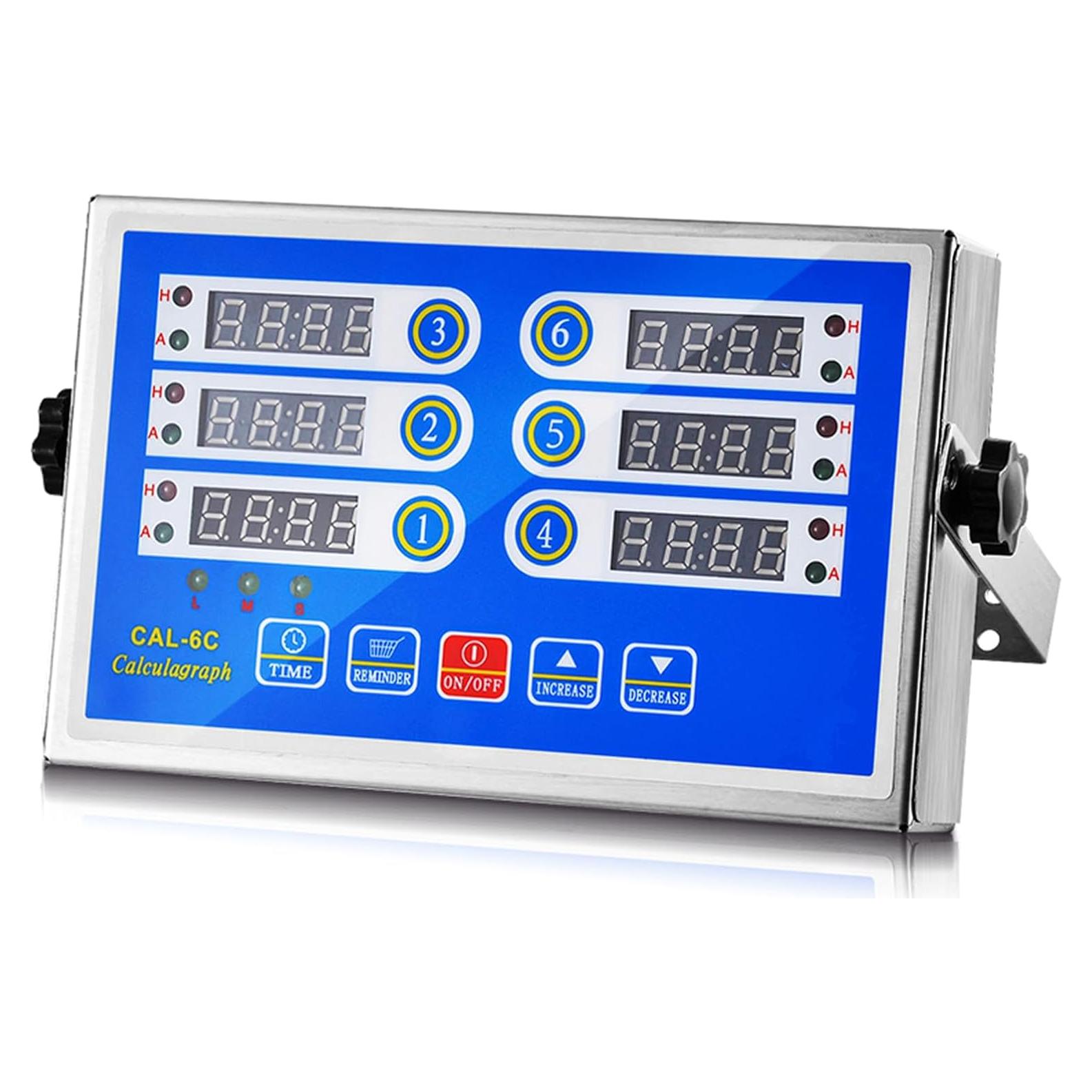 Temporizador Digital de Cocina 6 Canales Genérico Acero Inoxidable