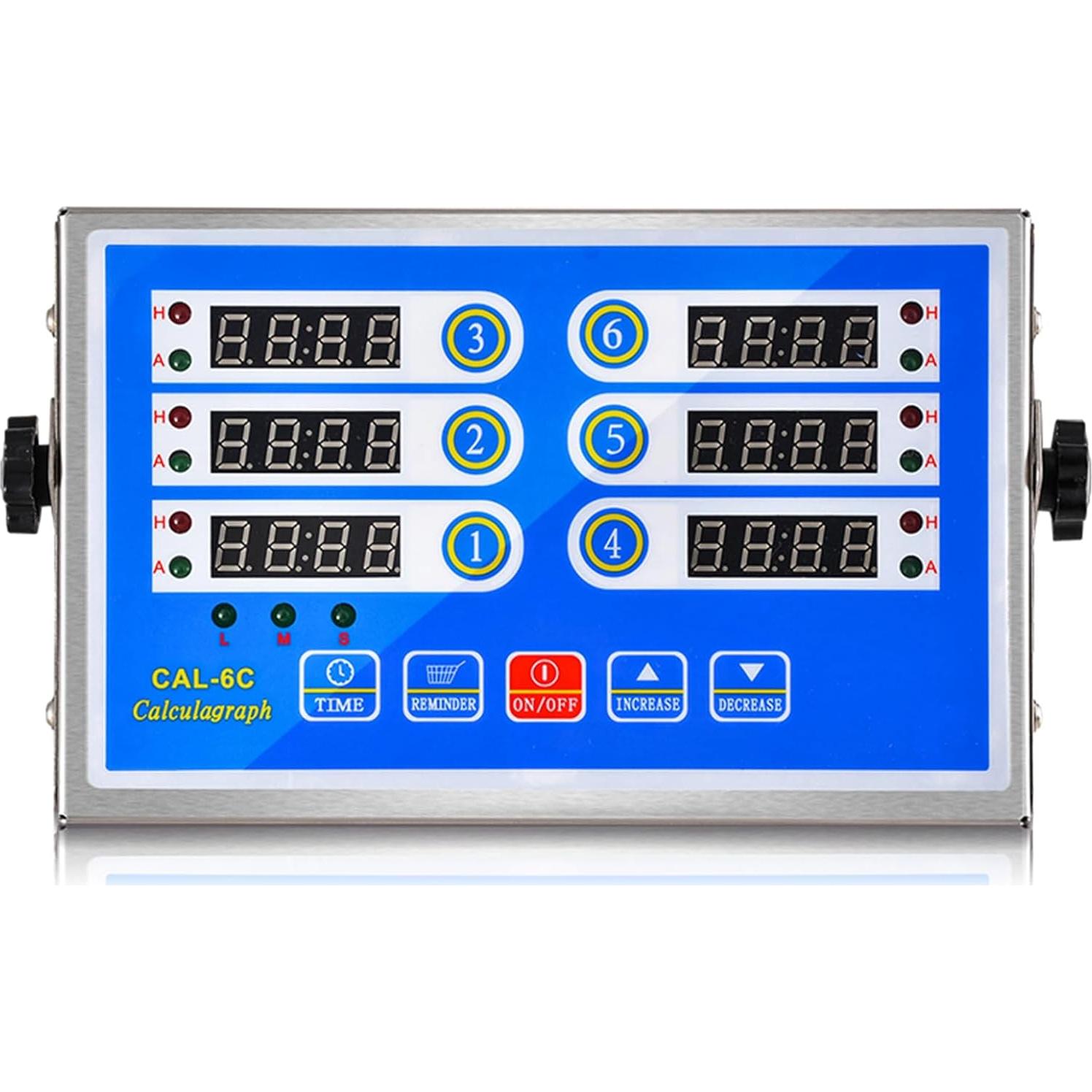 Temporizador Digital de Cocina 6 Canales Genérico Acero Inoxidable