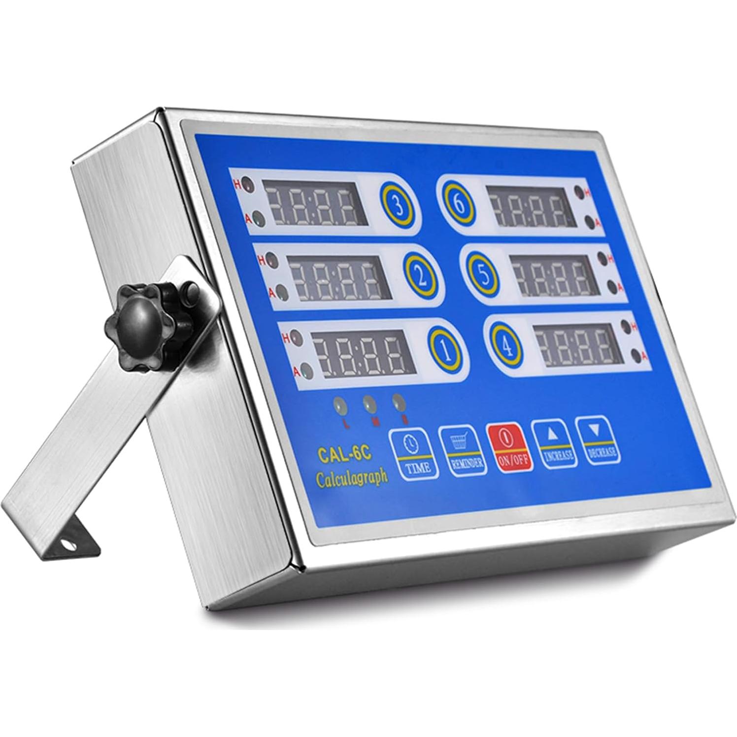 Temporizador Digital de Cocina 6 Canales Genérico Acero Inoxidable