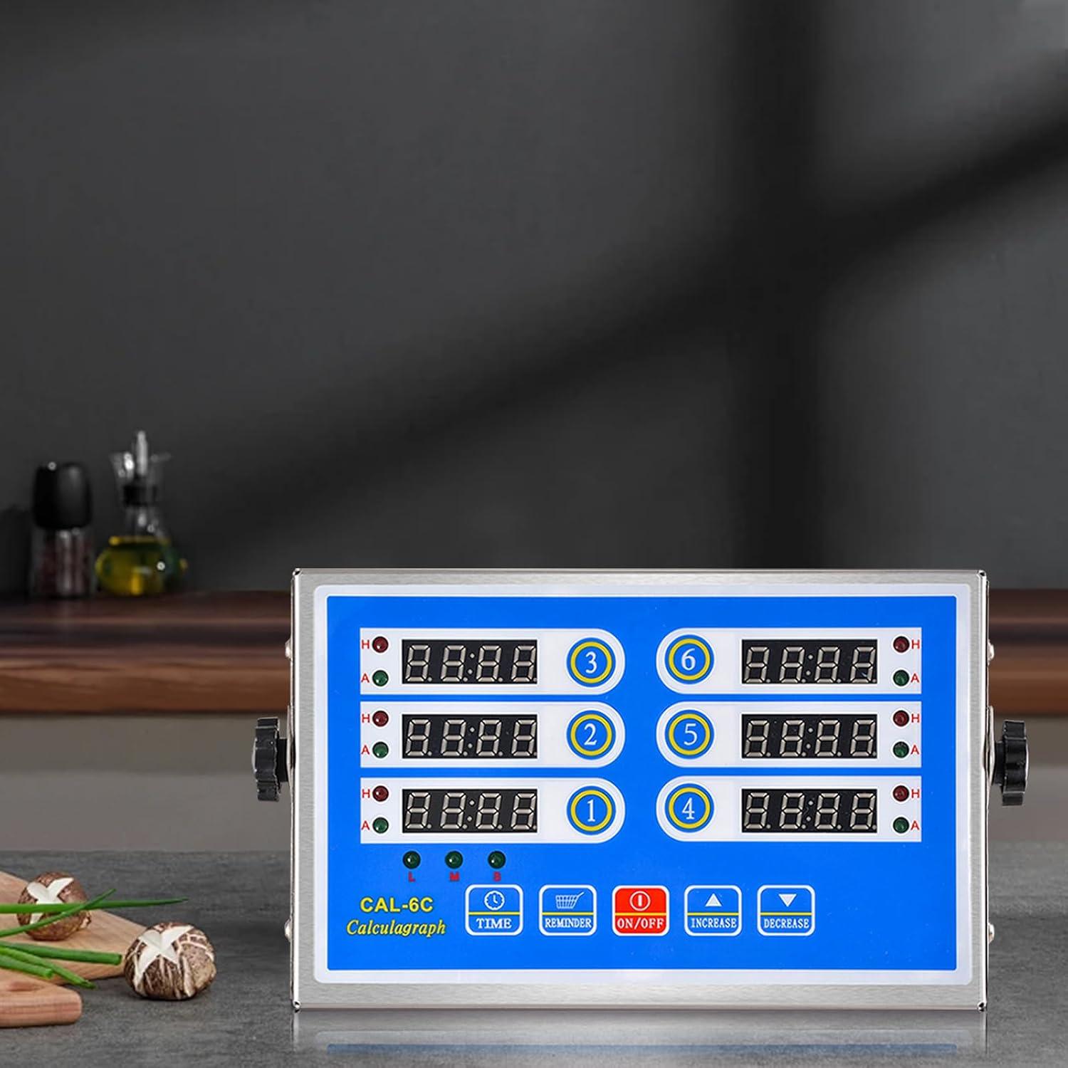 Temporizador Digital de Cocina 6 Canales Genérico Acero Inoxidable