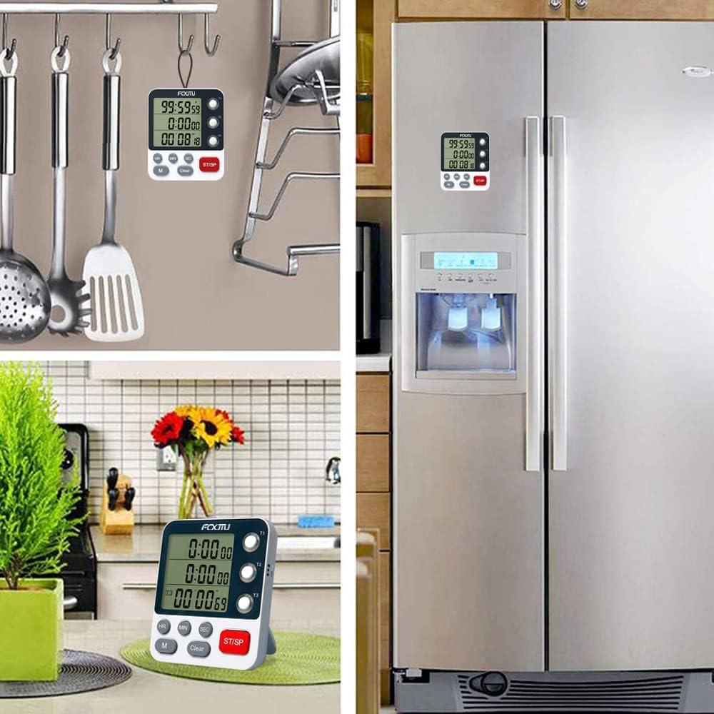 Temporizador de Cocina Digital FCXJTU Triple 3 Canales 100 Horas