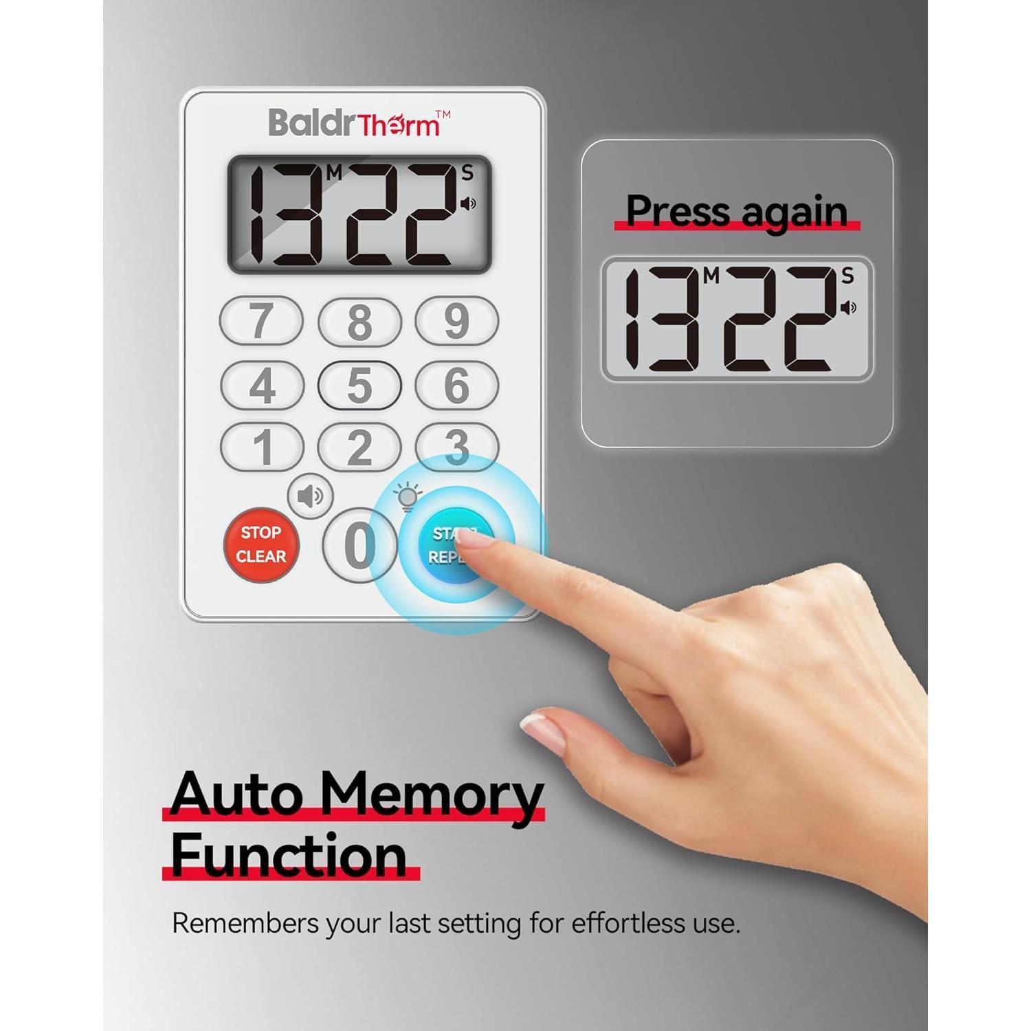 Temporizador de Cocina Digital BaldrTherm Impermeable Blanco