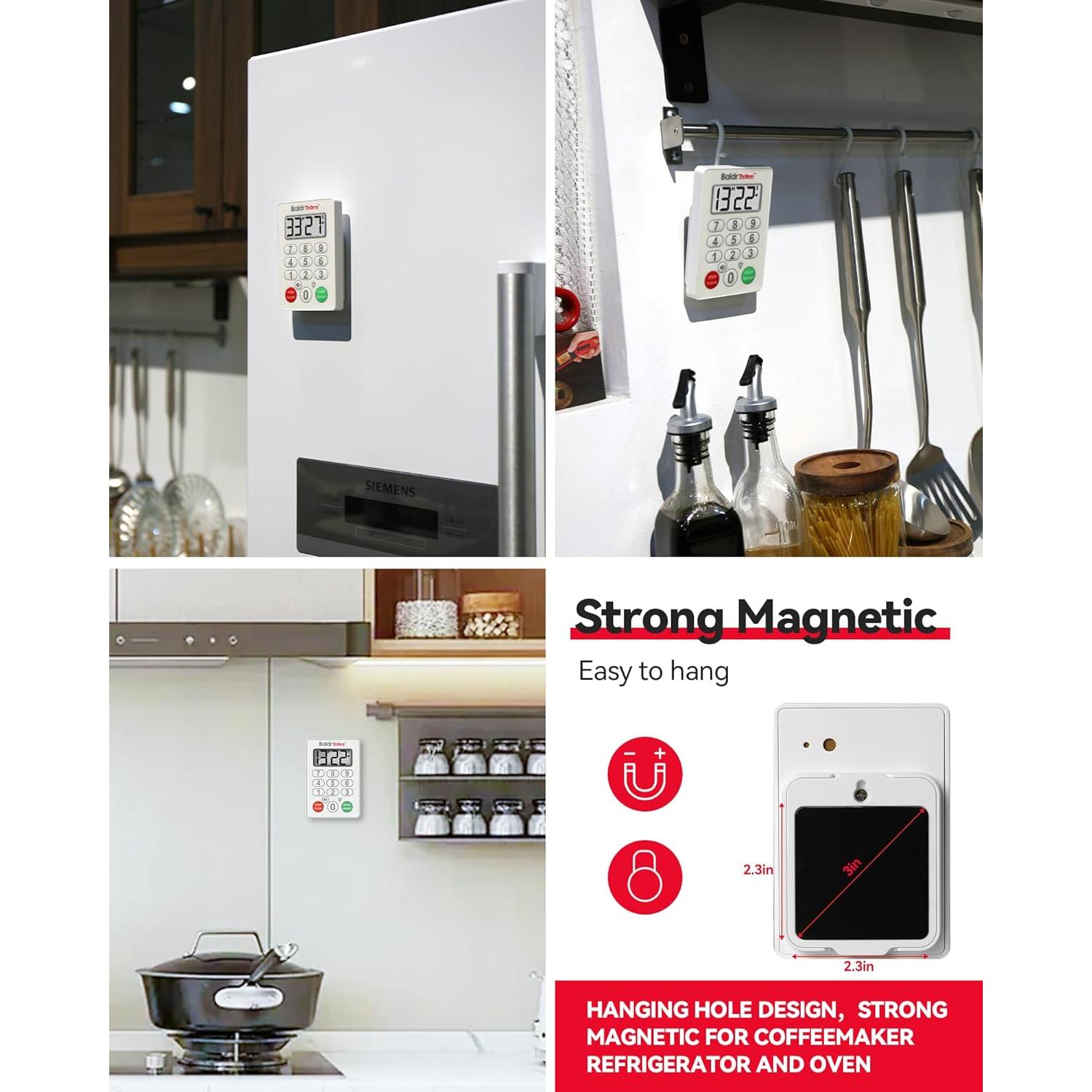 Temporizador de Cocina Digital BaldrTherm Impermeable Blanco