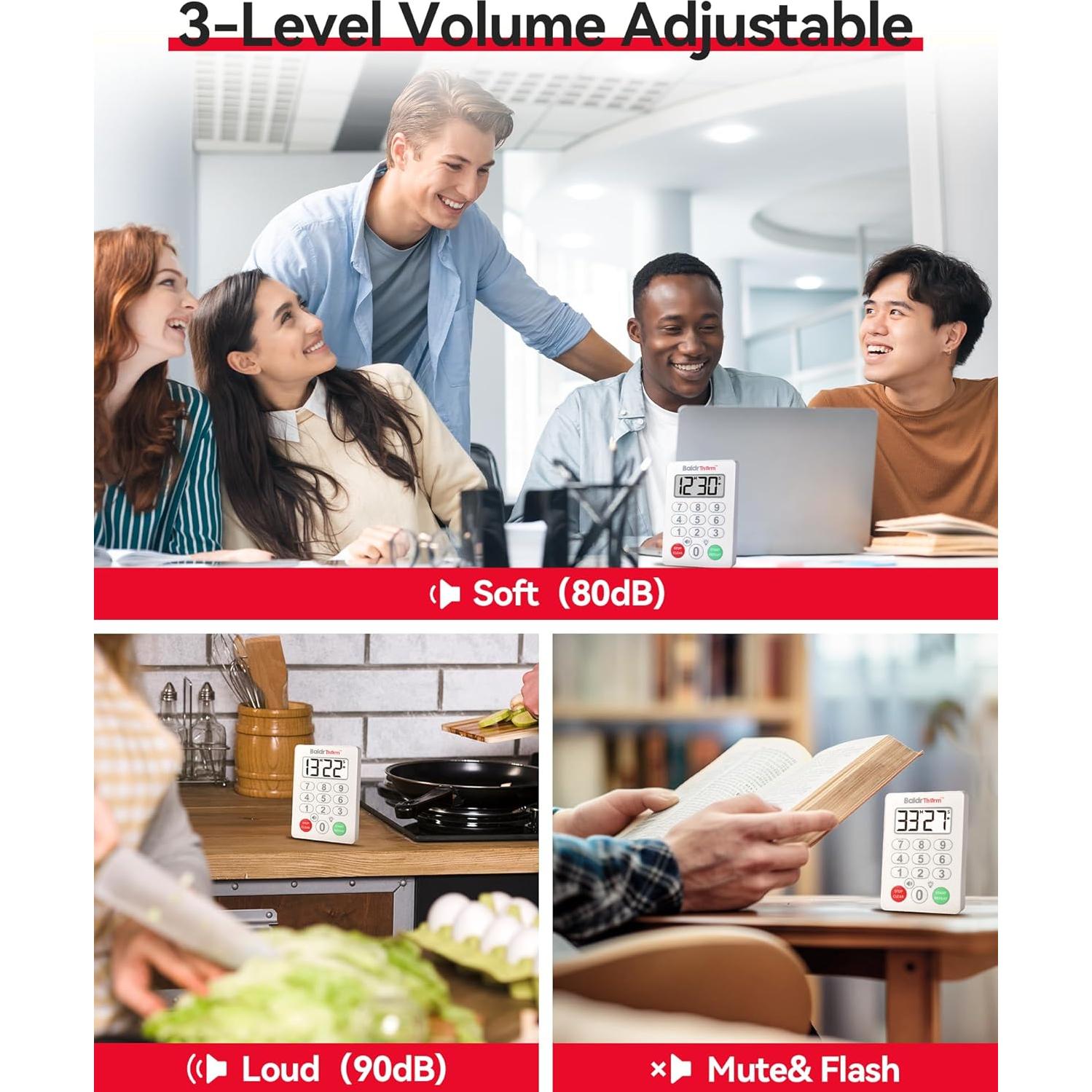 Temporizador de Cocina Digital BaldrTherm Impermeable Blanco