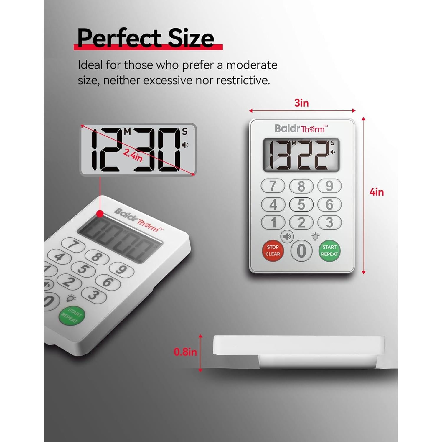 Temporizador de Cocina Digital BaldrTherm Impermeable Blanco