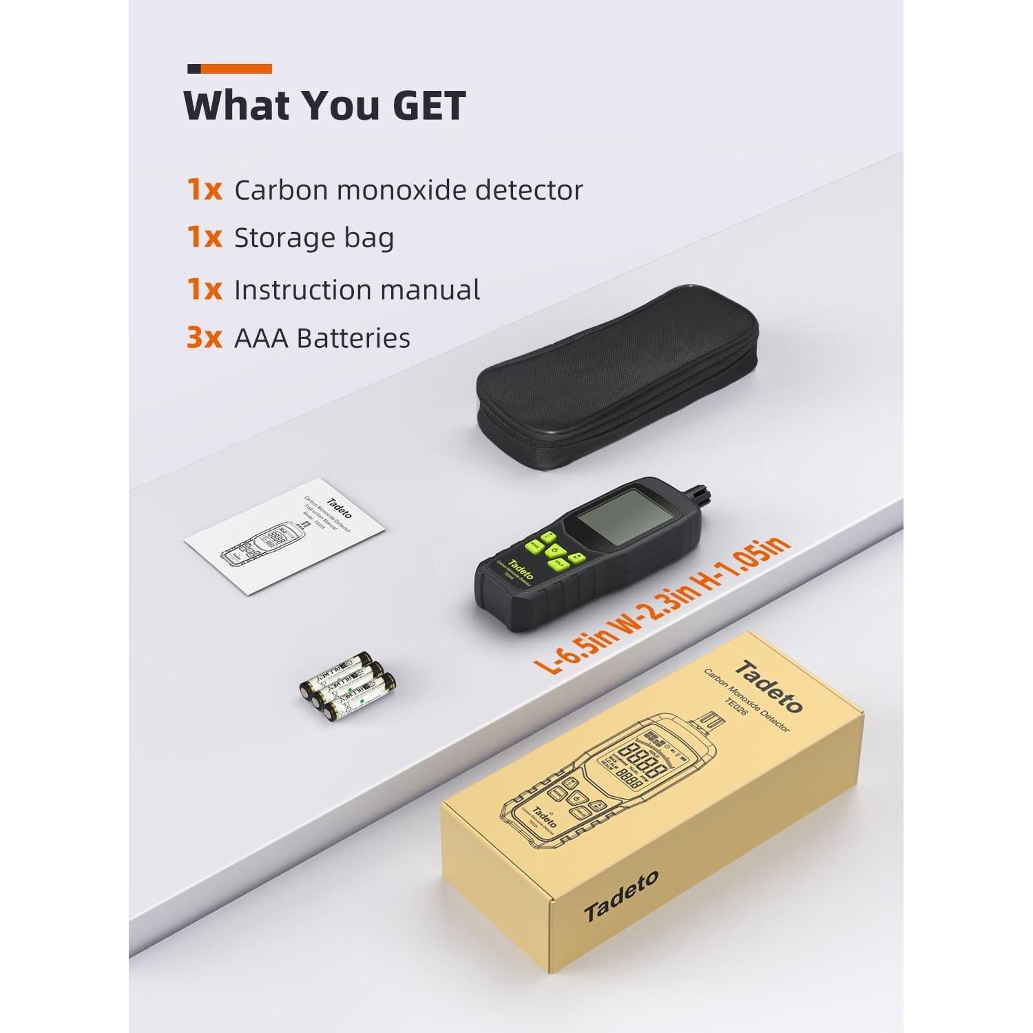 Detector de Monóxido de Carbono Tadeto TE026 Portátil 0-1000PPM