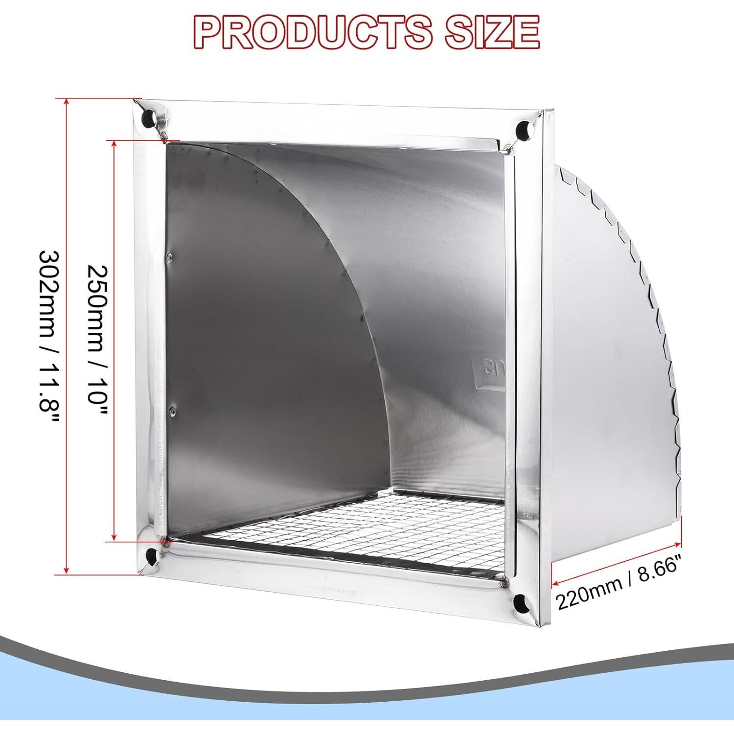 Cubierta de Ventilación de Pared PATIKIL 25.4cm Acero Inoxidable