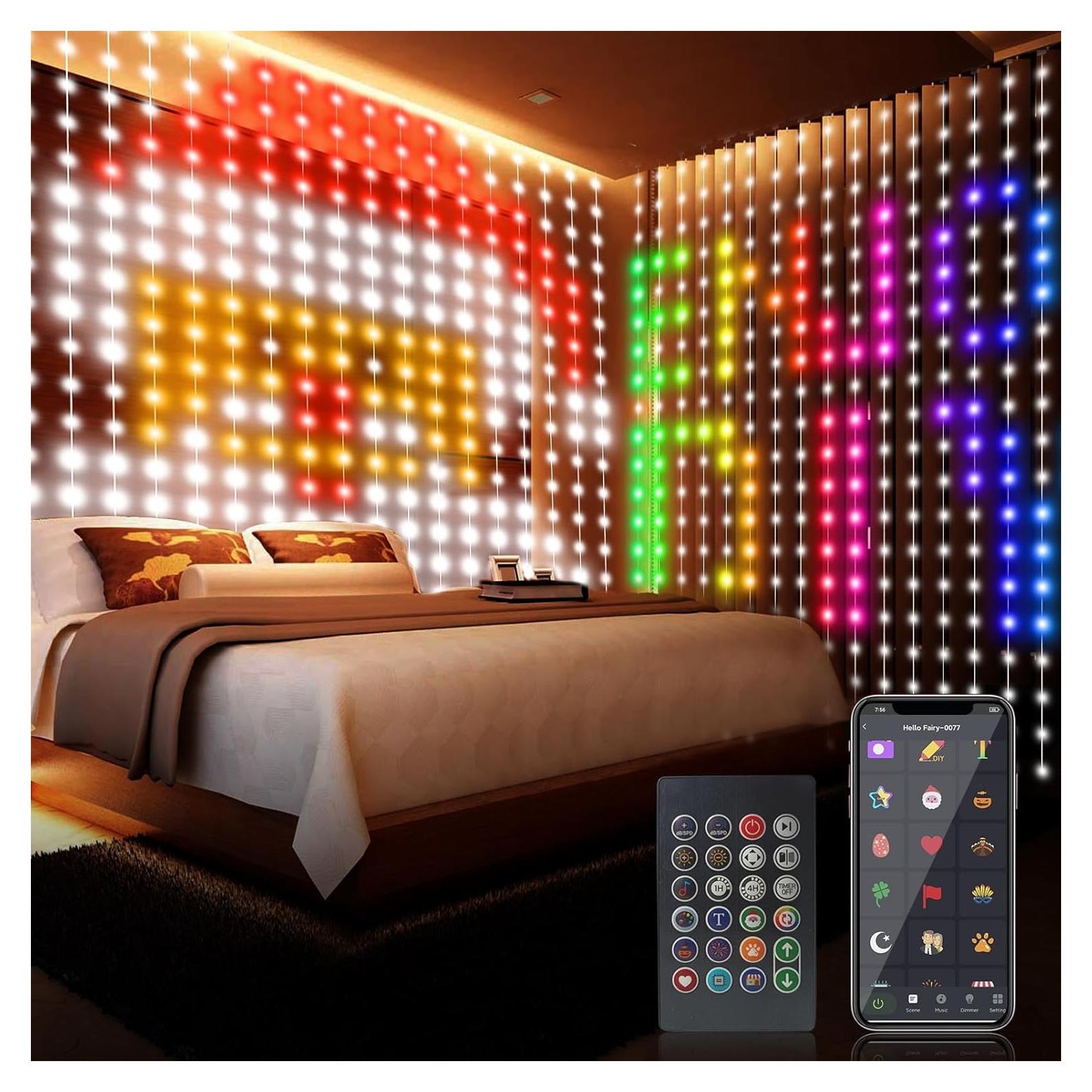 Luces de Cortina Inteligentes 400 LED 1.98x1.98m con APP