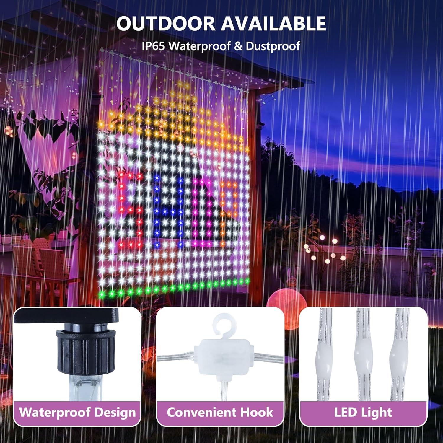 Luces de Cortina Inteligentes 400 LED 1.98x1.98m con APP