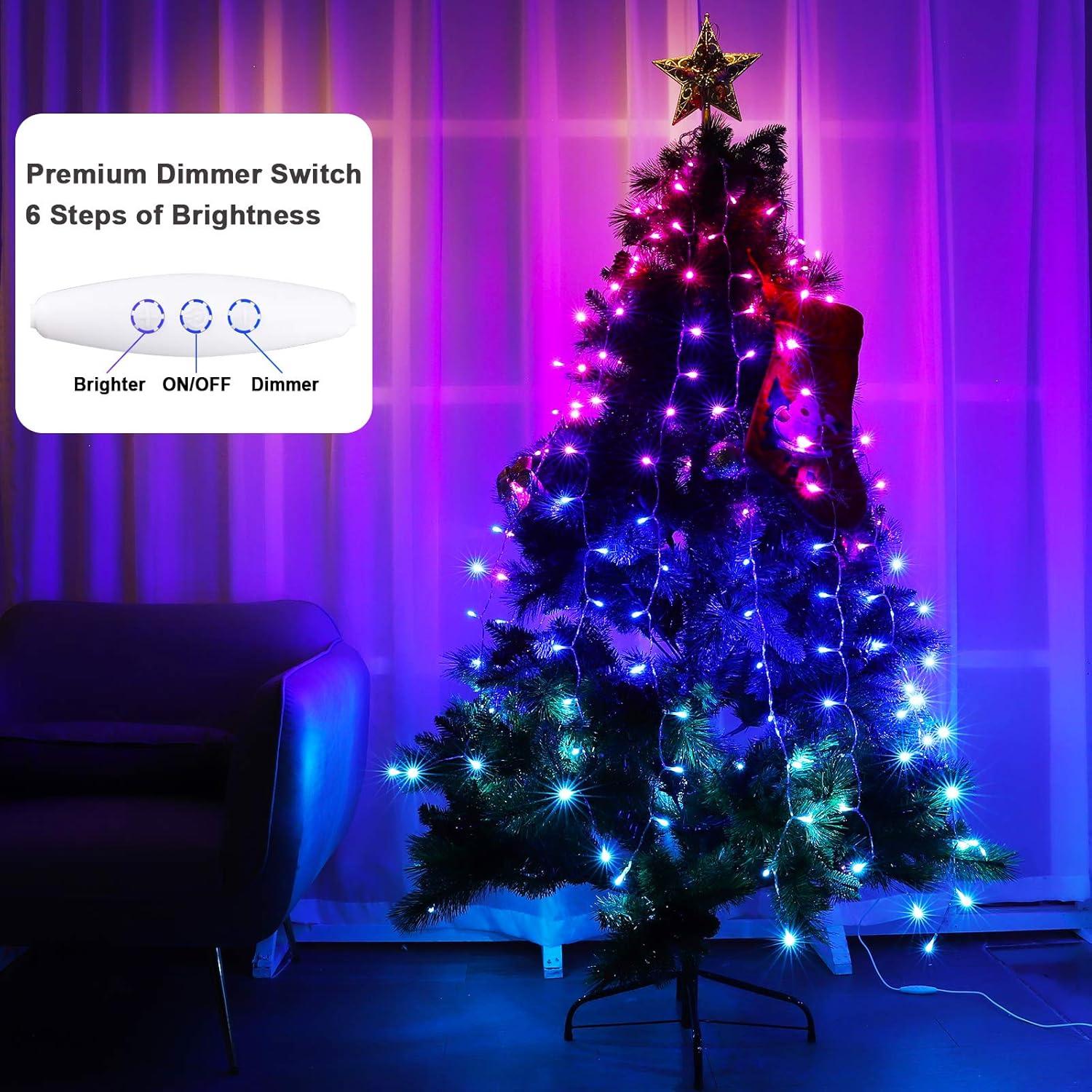 Luces de Cortina LED Ombre Rosa Púrpura Azul CoziTech 1.49x1.55m