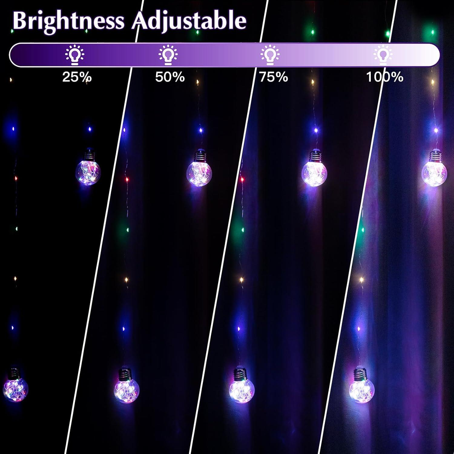 Luces de Cortina Multicolor LitHome 240 LED 3x0.9m Control Remoto